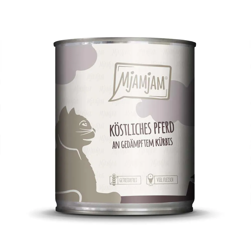 MjAMjAM Cibo Umido per Gatti Cavallo e Zucca al Vapore, Senza Cereali, 6 x 800 g - immagine 4