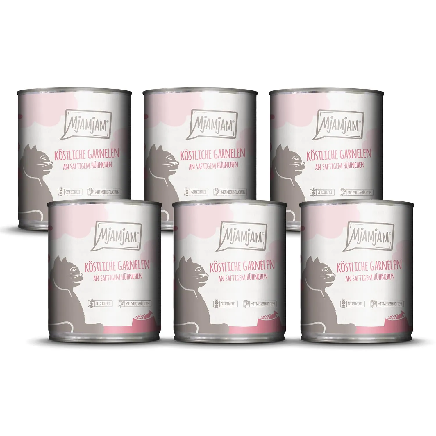 MjAMjAM Cibo Umido Premium per Gatti Gamberetti e Pollo Senza Cereali, 6 x 800 g - immagine 1