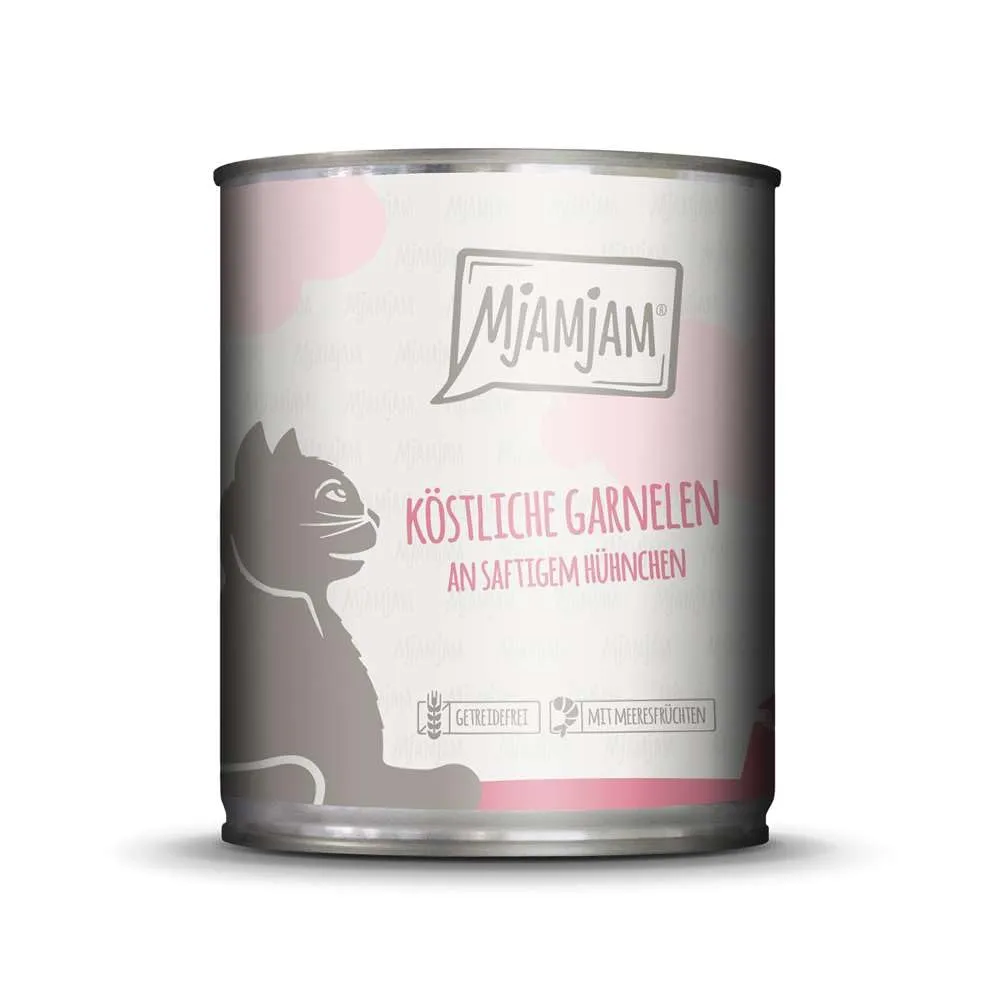 MjAMjAM Cibo Umido Premium per Gatti Gamberetti e Pollo Senza Cereali, 6 x 800 g - immagine 4