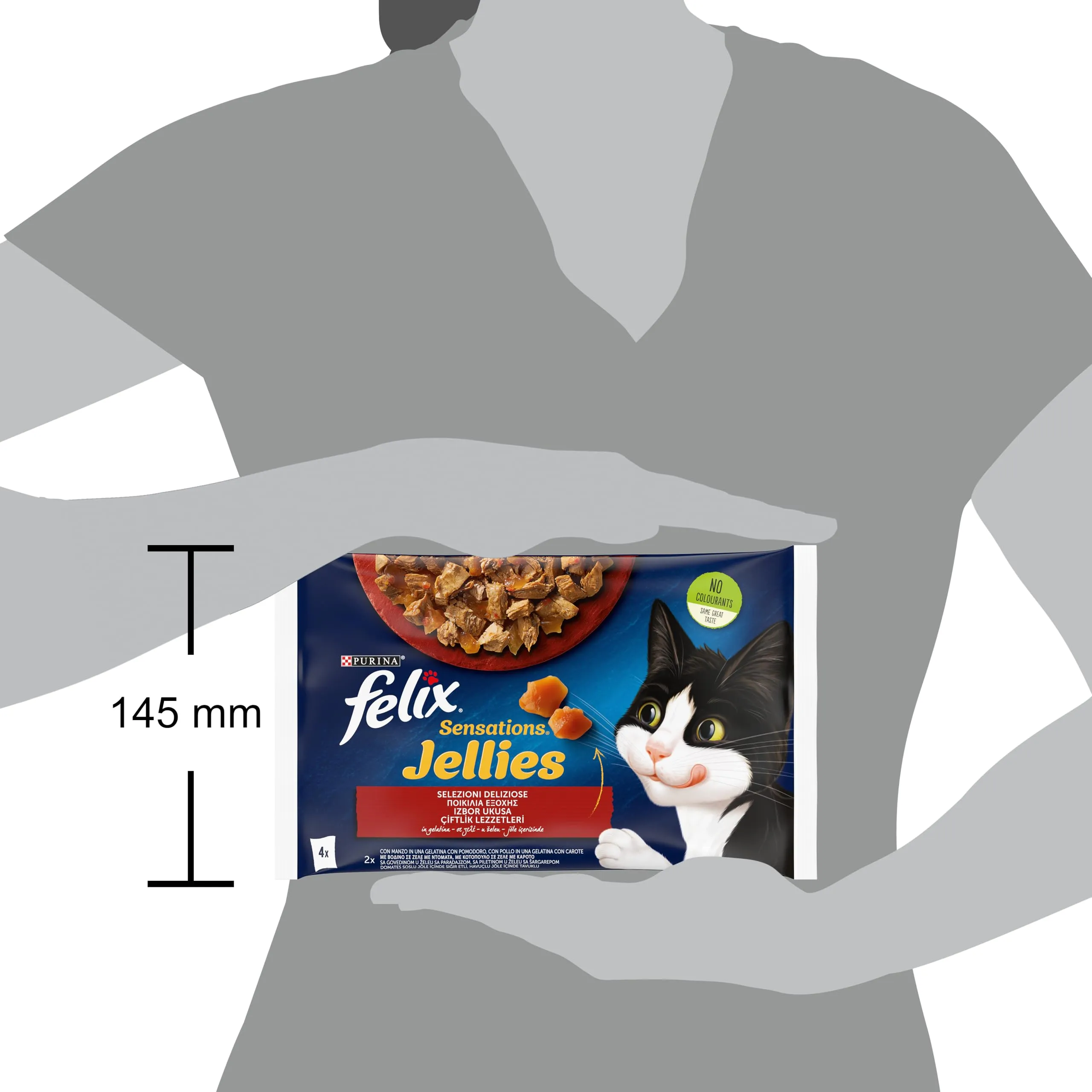 Felix Sensations Jellies Cibo Umido per Gatti Adulti Manzo e Pollo, 48 Buste da 85g - immagine 2