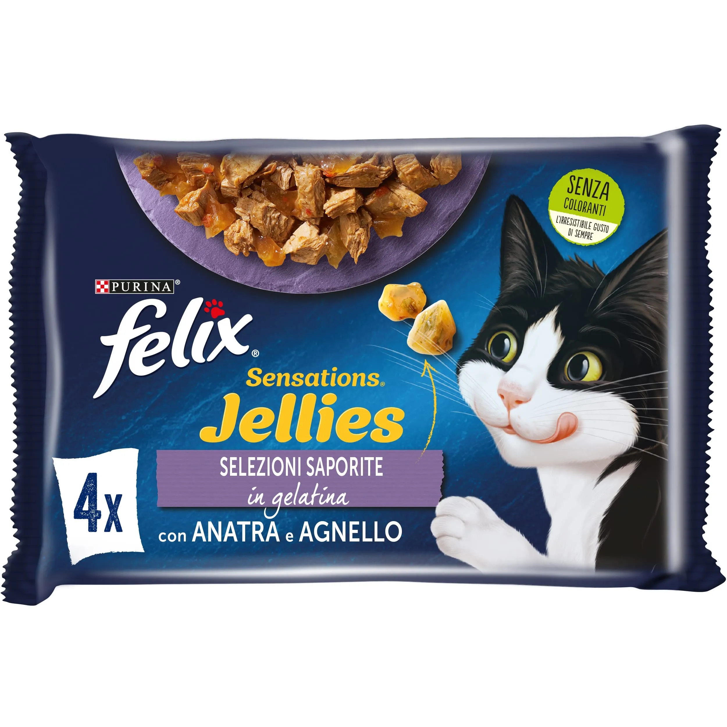 Felix Purina Sensations Jellies Cibo Umido per Gatti Agnello in Gelatina con Selvaggina e Anatra in Gelatina e Spinaci, 48 x 85g - immagine 2
