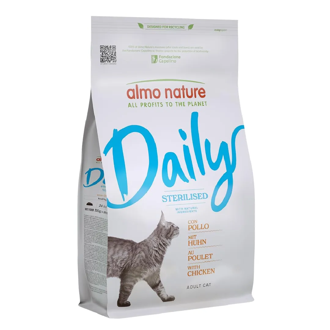 Almo Nature Daily Sterilised Crocchette per Gatti Adulti Sterilizzati con Pollo, 1.2 kg - immagine 1