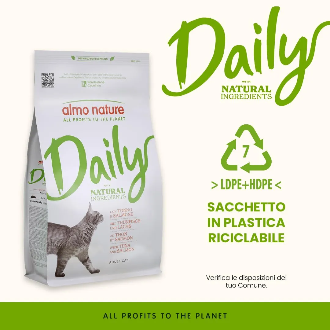 Almo Nature Daily Maintenance Crocchette per Gatti Adulti con Tonno e Salmone, 1,2 kg - immagine 3