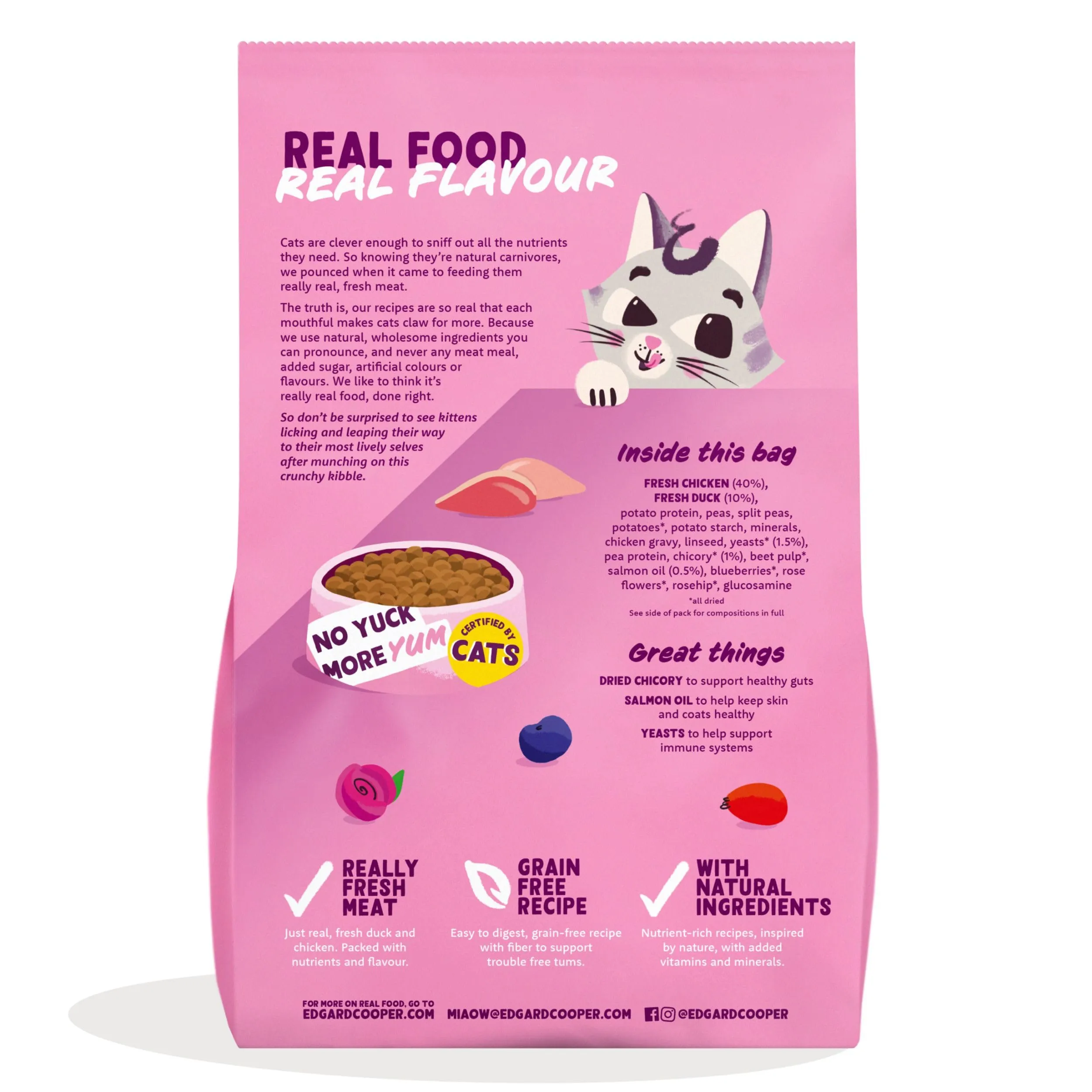 Edgard & Cooper Crocchette per Gattini Anatra e Pollo Fresco, Senza Cereali, 750g - immagine 8