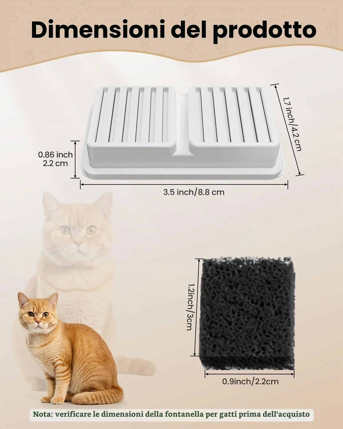 PawPoll Filtri per Fontanella per Gatti 3.2L, 6 Filtri a Carbone e 6 Filtri in Spugna - immagine 6