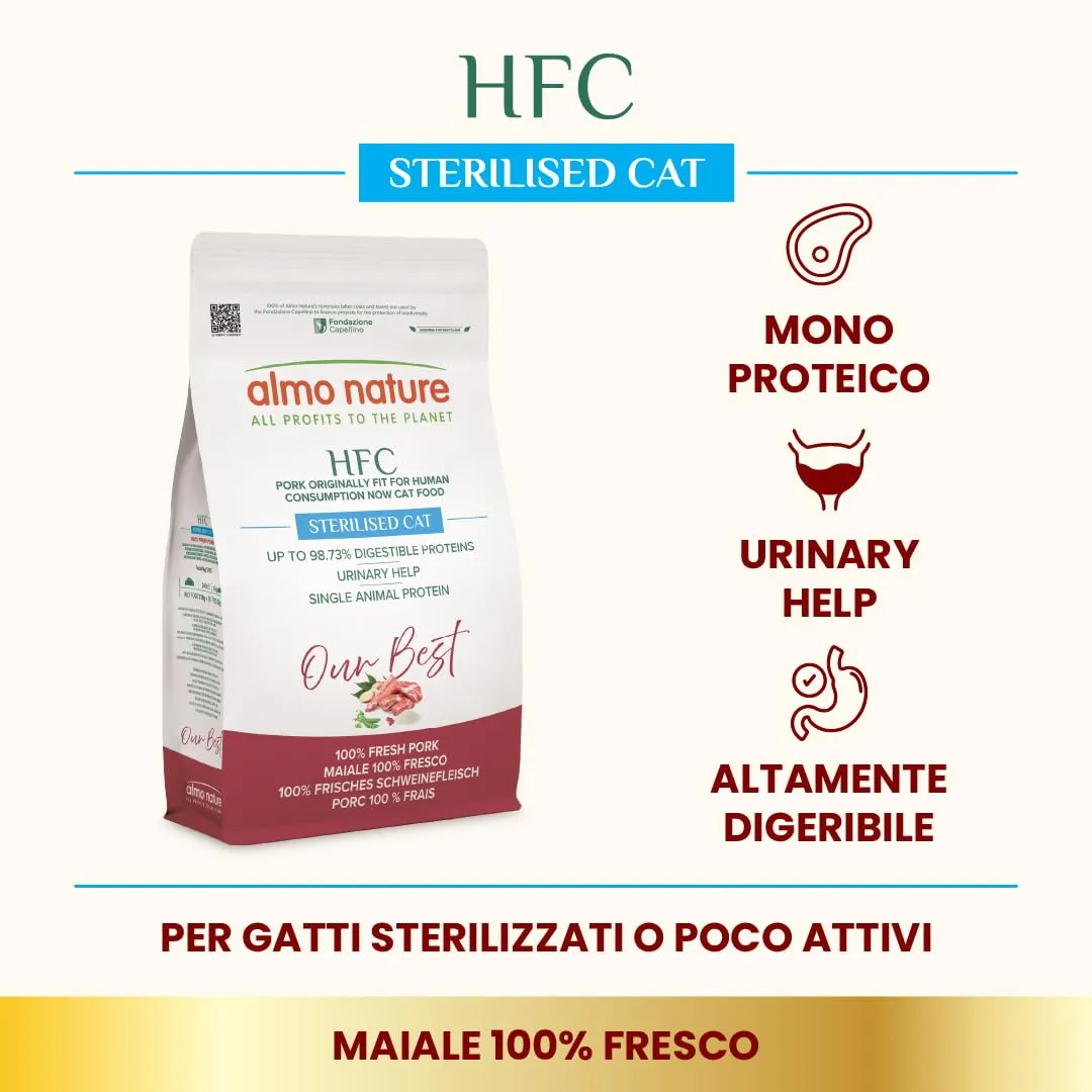 Almo Nature HFC Our Best Sterilised Cat Food - Fresh Pork, Monoprotein, Urinary Help - 1.2kg - immagine 3