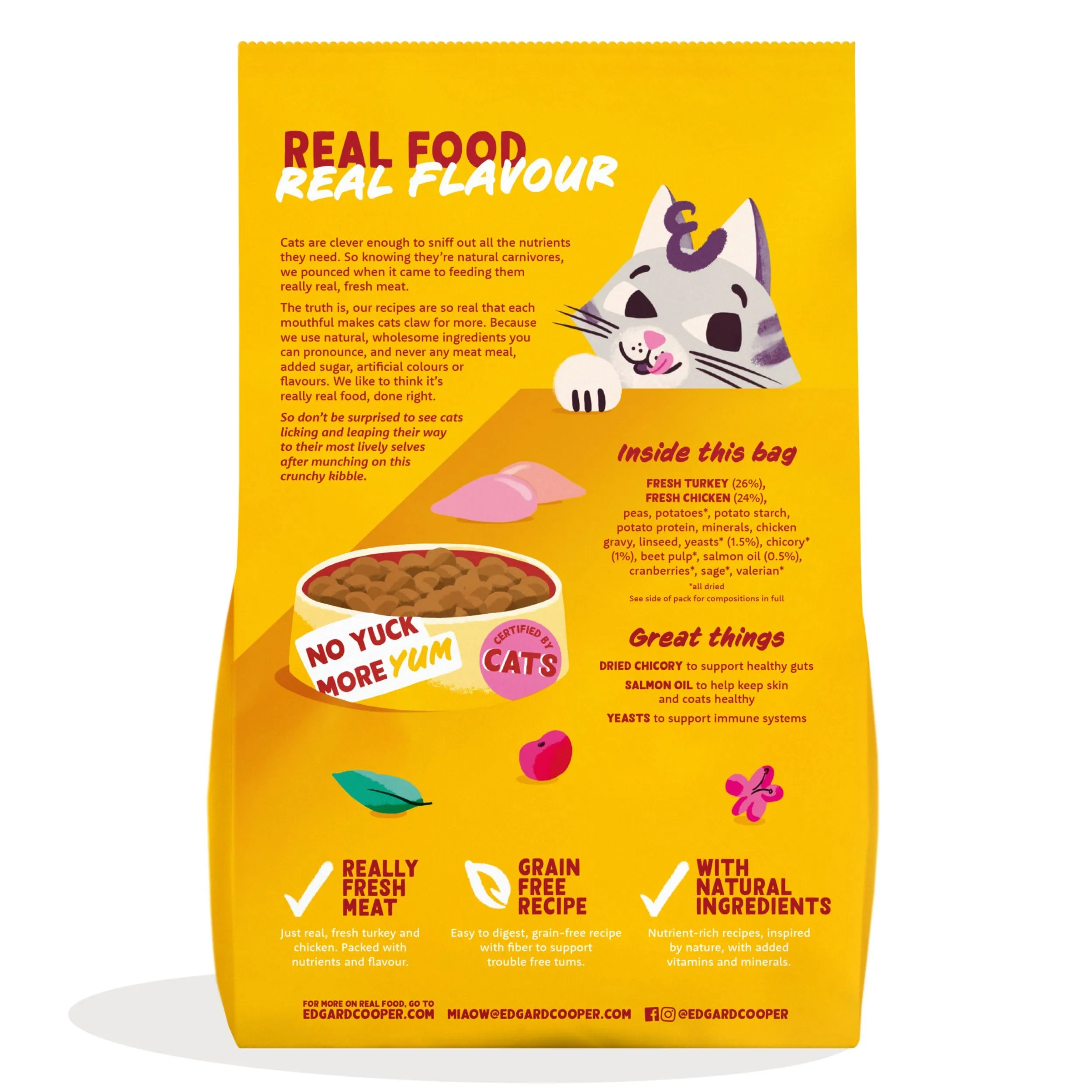 Edgard & Cooper Crocchette per Gatti Tacchino & Pollo Fresco, Senza Cereali, 2kg - immagine 7