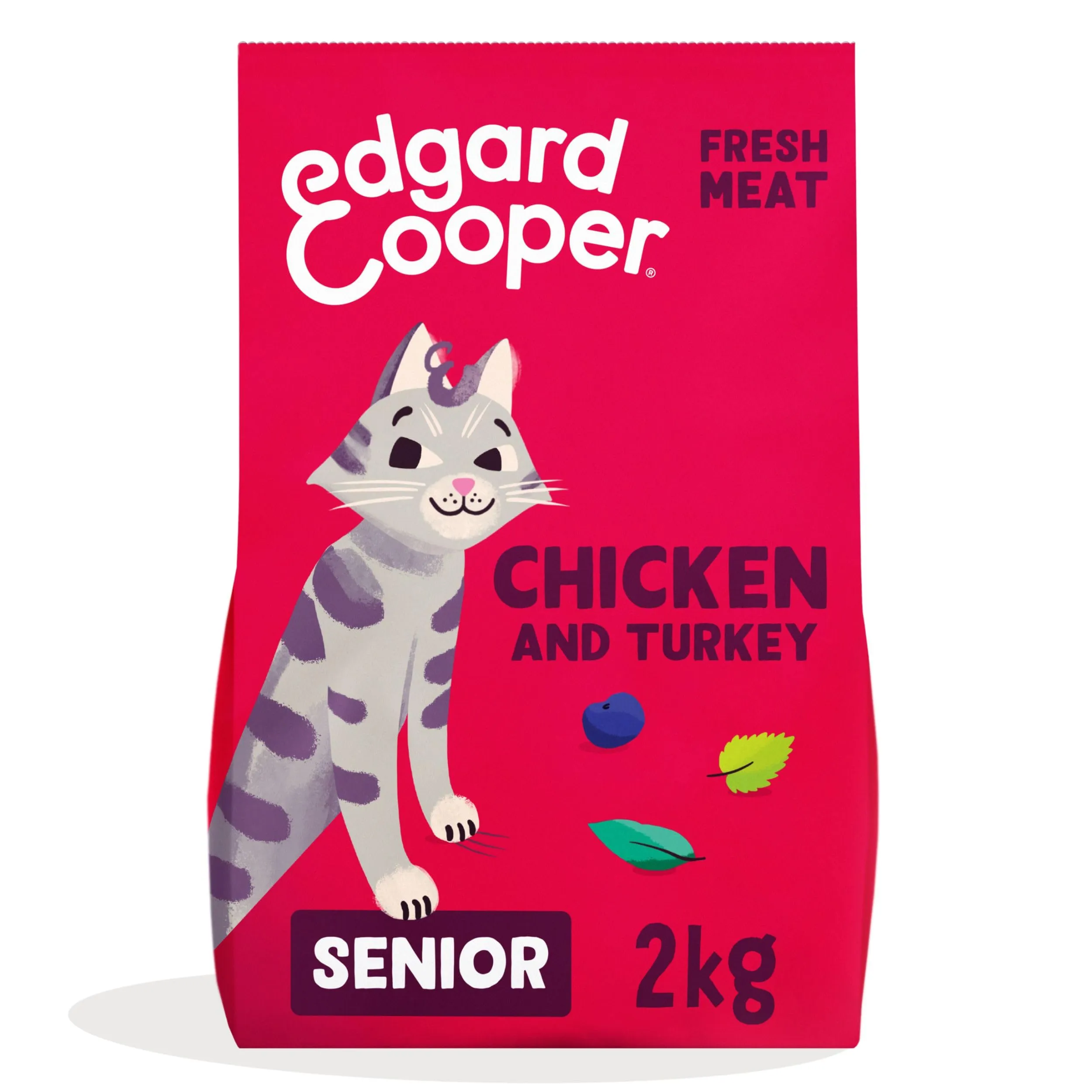 Edgard & Cooper Crocchette per Gatti Anziani, Pollo e Tacchino Fresco, Senza Cereali, 2kg - immagine 1