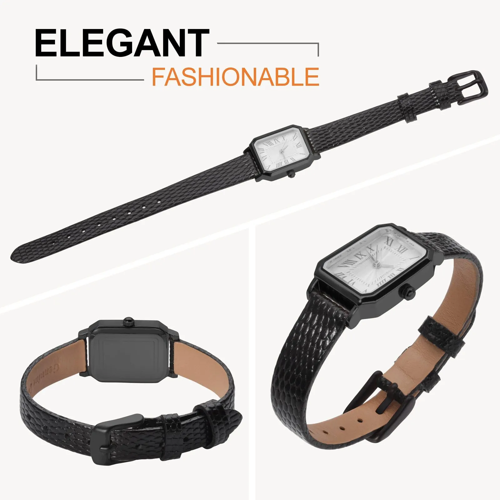 ANNEFIT Cinturino in Pelle per Orologi Donna 16mm, Fibbia in Acciaio Inossidabile Nero - immagine 8