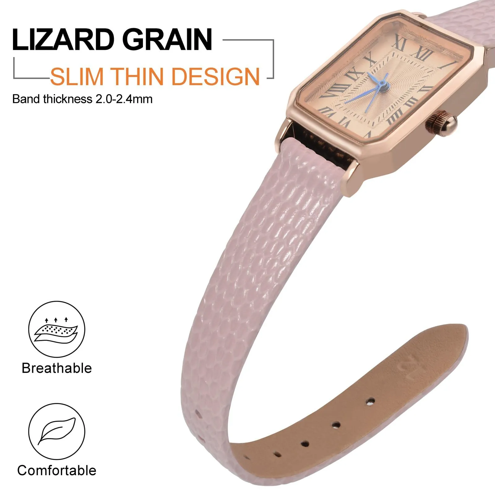 ANNEFIT Cinturino in Pelle 20mm per Orologi Donna, Fibbia in Acciaio Inossidabile Oro Rosa - immagine 3