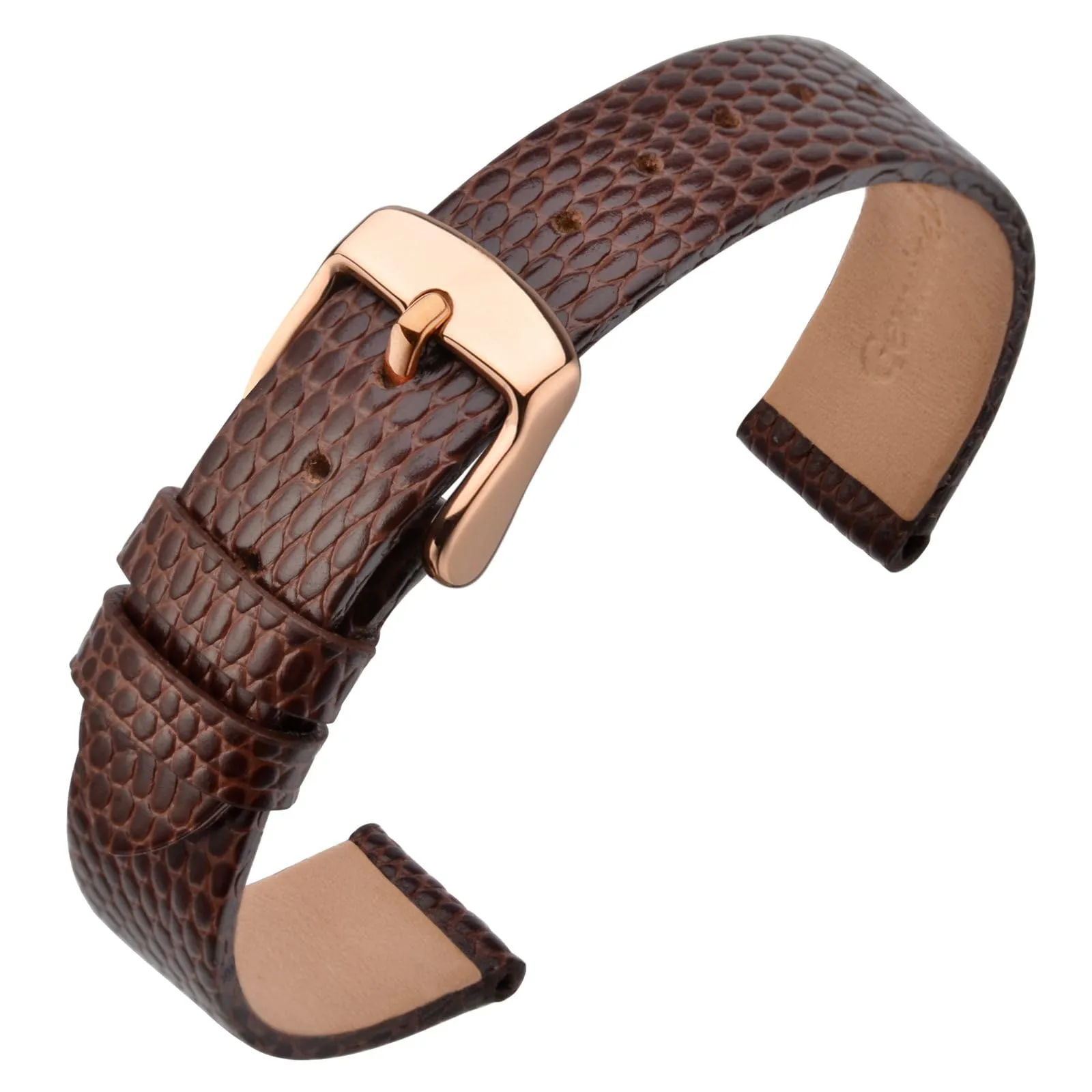ANNEFIT Cinturino in Pelle 16mm per Orologi Donna, Fibbia in Acciaio Inossidabile Oro Rosa, Marrone - immagine 1