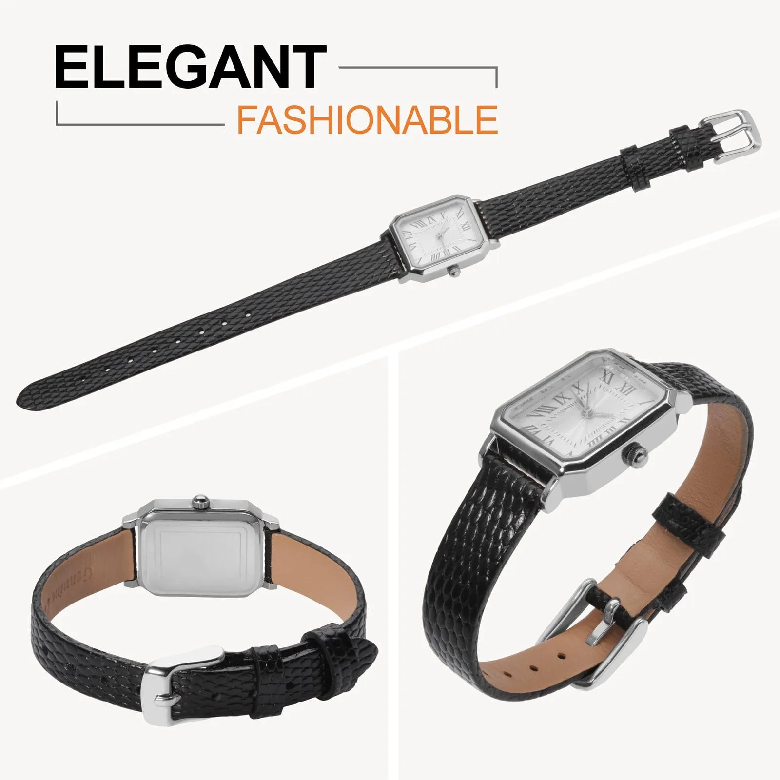 ANNEFIT Cinturino in Pelle 12mm per Orologi Donna, Fibbia in Acciaio Inossidabile Argento, Nero - immagine 8