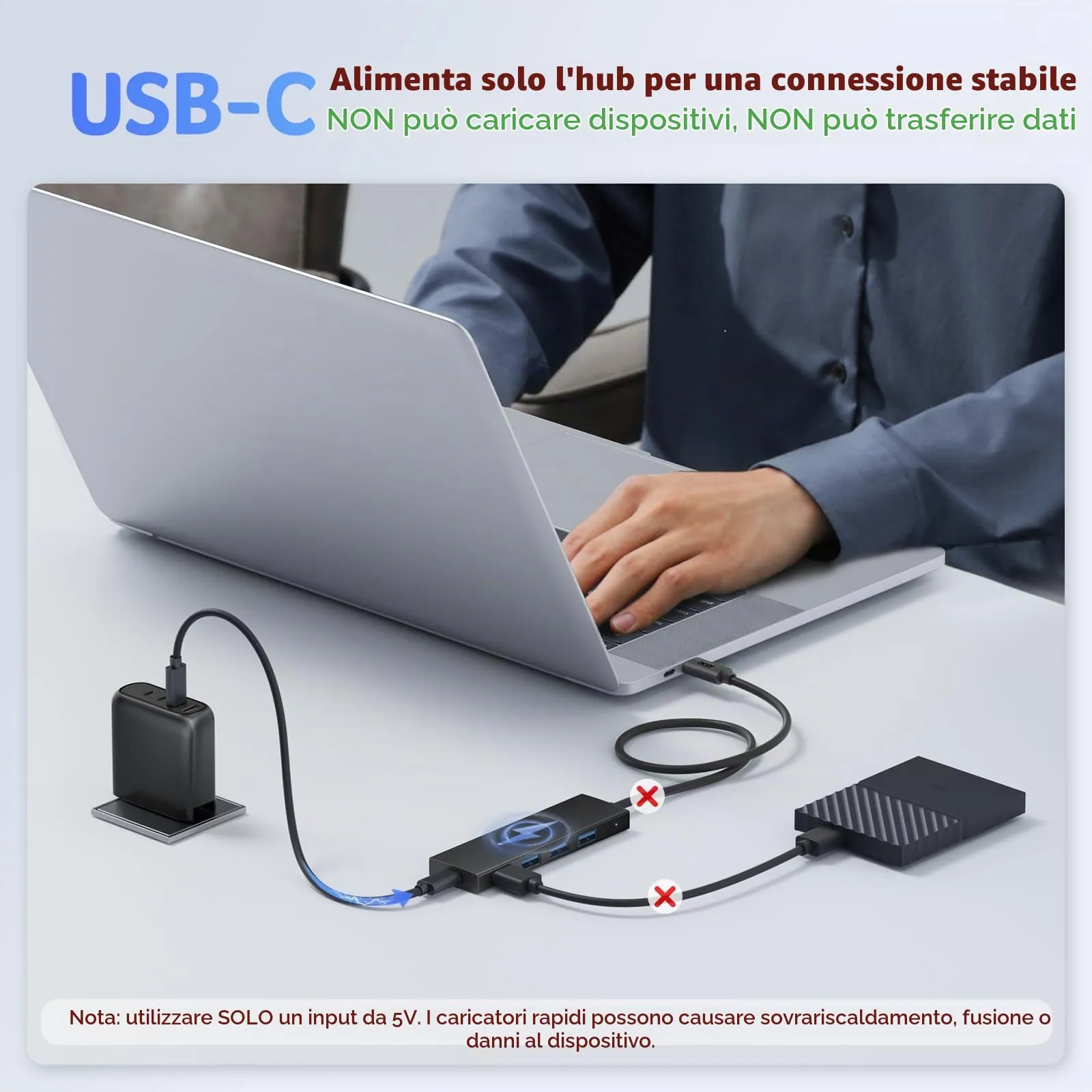 Acer Hub USB-C 3.0, 4 Porte USB 5Gbps, 21cm - immagine 4