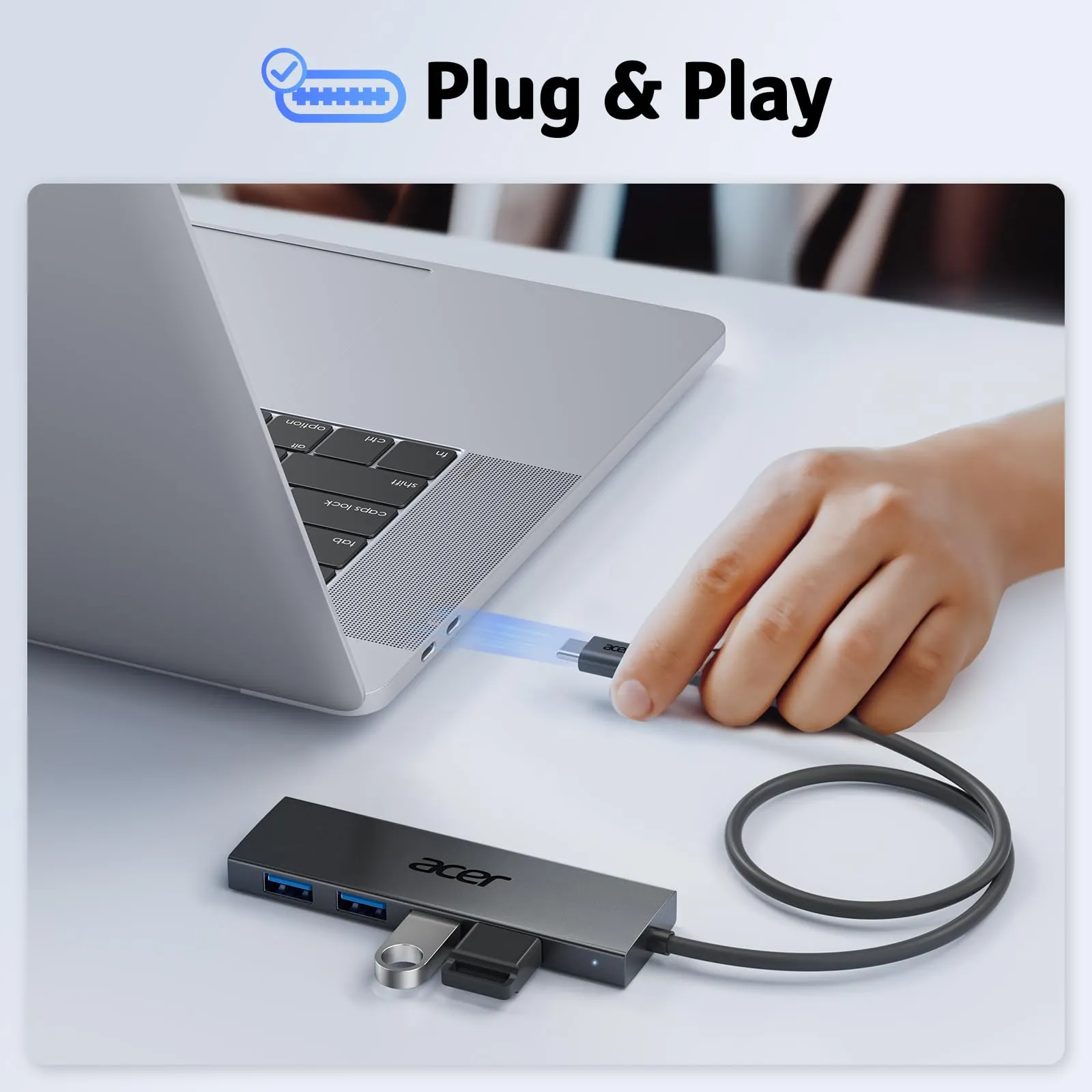 Acer Hub USB-C 3.0, 4 Porte USB 5Gbps, 21cm - immagine 5