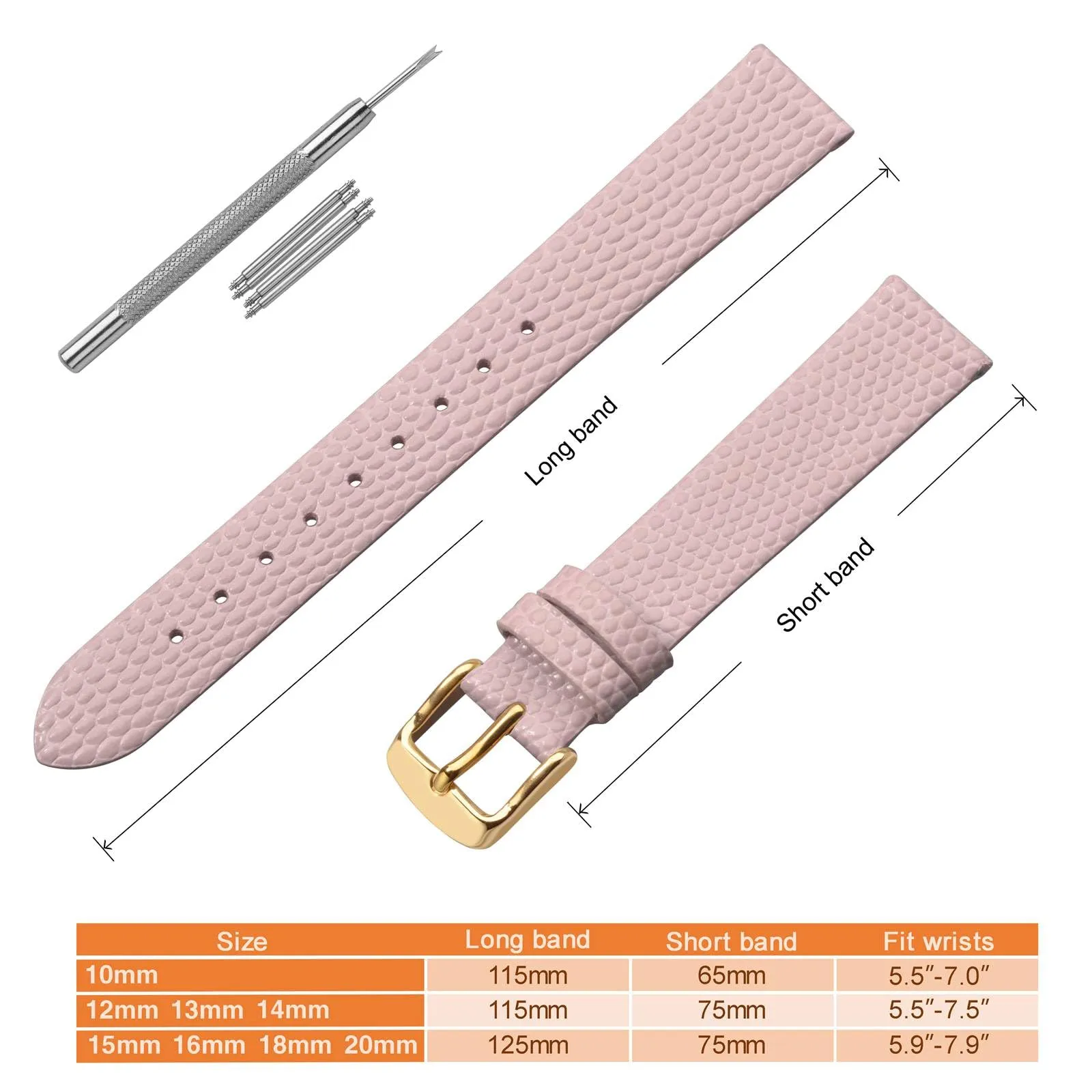 ANNEFIT Cinturino in Pelle 16mm per Orologi Donna, Fibbia in Acciaio Inossidabile Oro Rosa - immagine 5