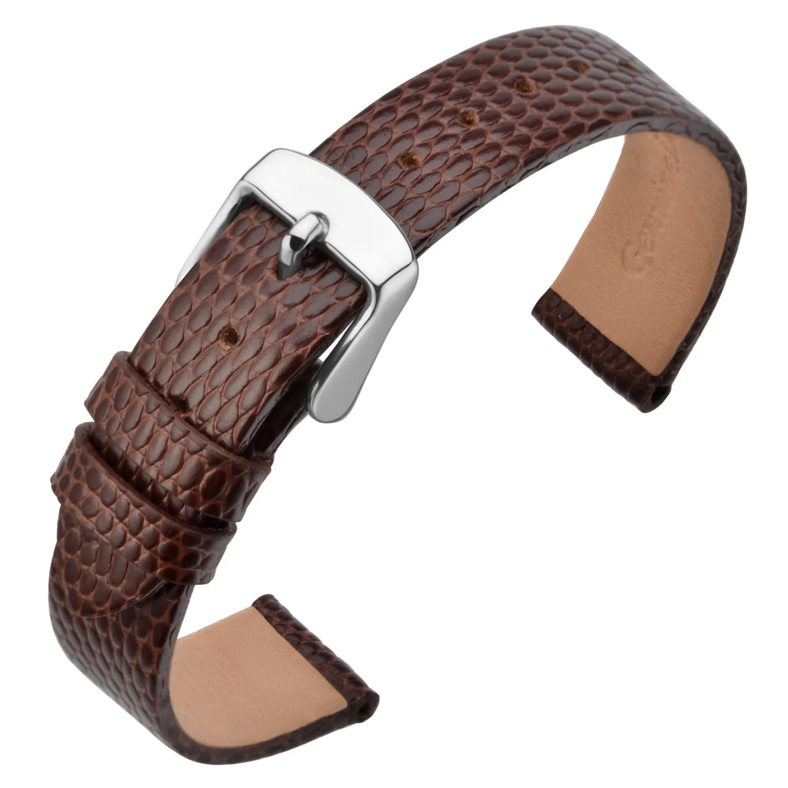 ANNEFIT Cinturino in Pelle 12mm per Orologi Donna, Fibbia in Acciaio Inossidabile Argento, Marrone - immagine 1