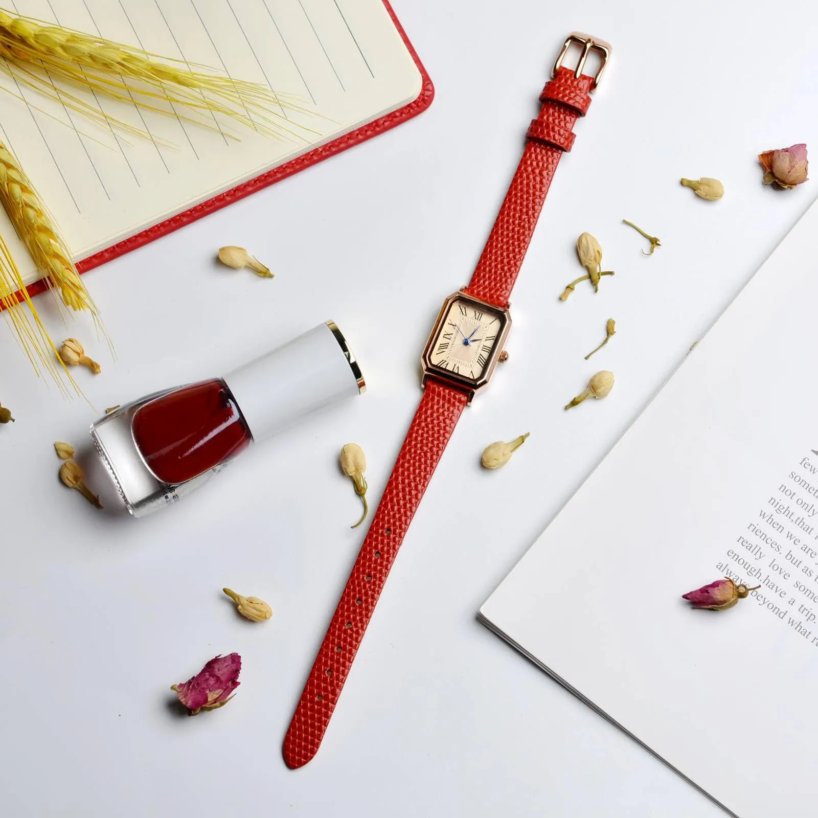 ANNEFIT Cinturino in Pelle 14mm per Orologi Donna, Fibbia in Acciaio Inossidabile Argento (Rosso) - immagine 2