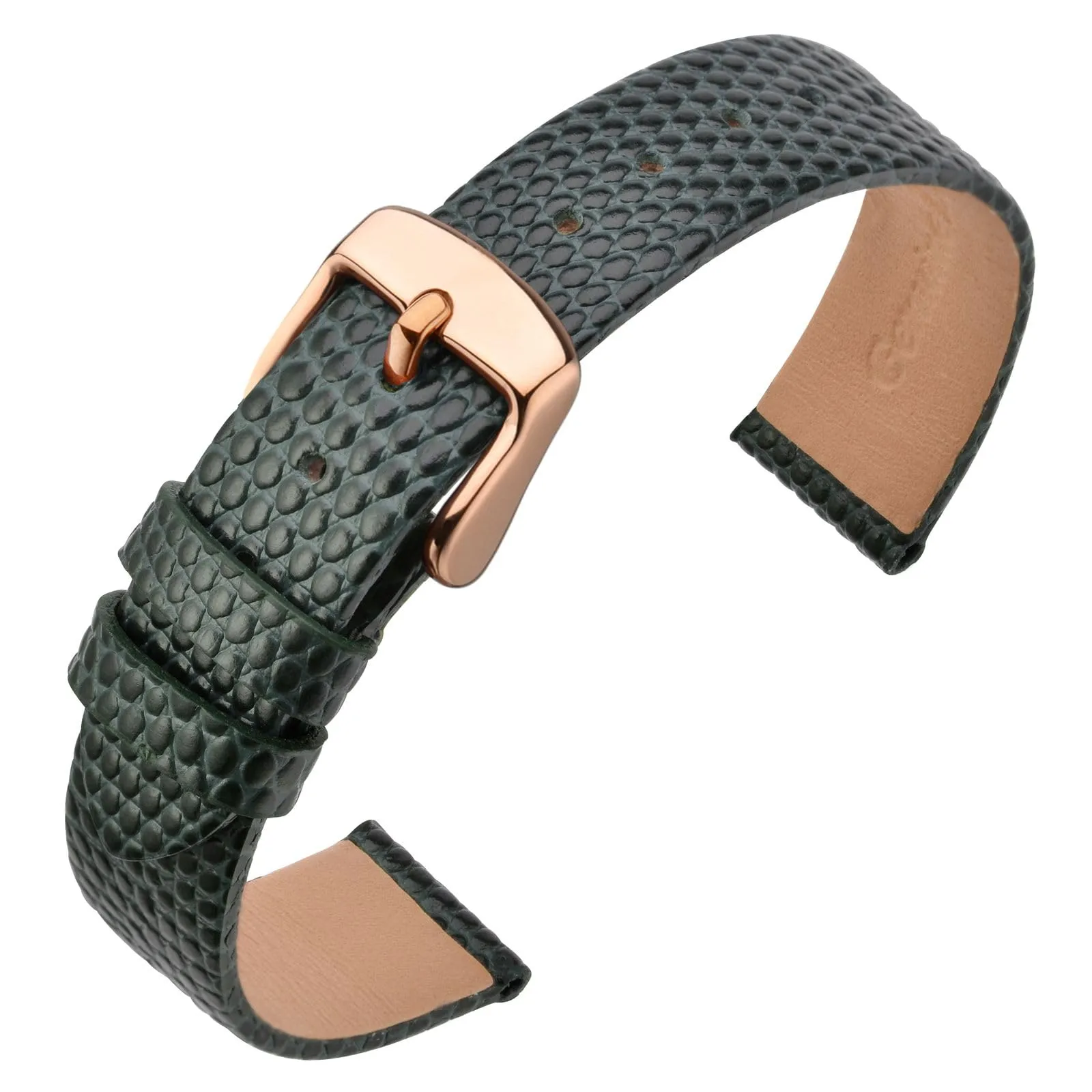 ANNEFIT Cinturino in Pelle 16mm per Orologi Donna, Fibbia in Acciaio Inossidabile Oro Rosa (Verde) - immagine 1