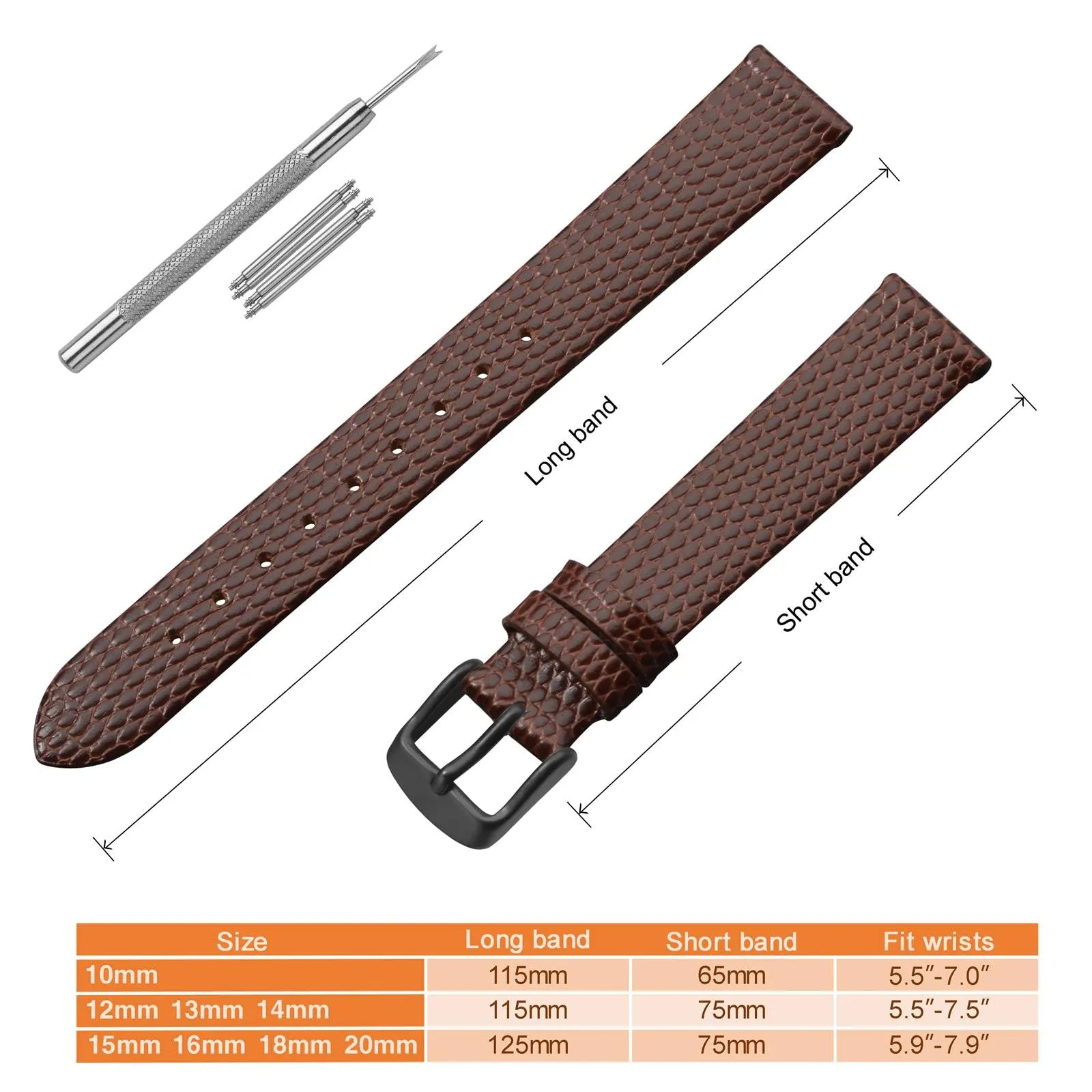 ANNEFIT Cinturino in Pelle 20mm per Orologi Donna, Fibbia in Acciaio Inossidabile Nero (Marrone) - immagine 5