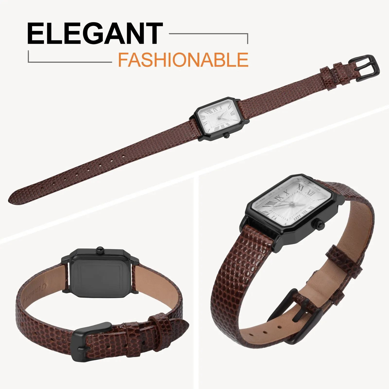 ANNEFIT Cinturino in Pelle 20mm per Orologi Donna, Fibbia in Acciaio Inossidabile Nero (Marrone) - immagine 8