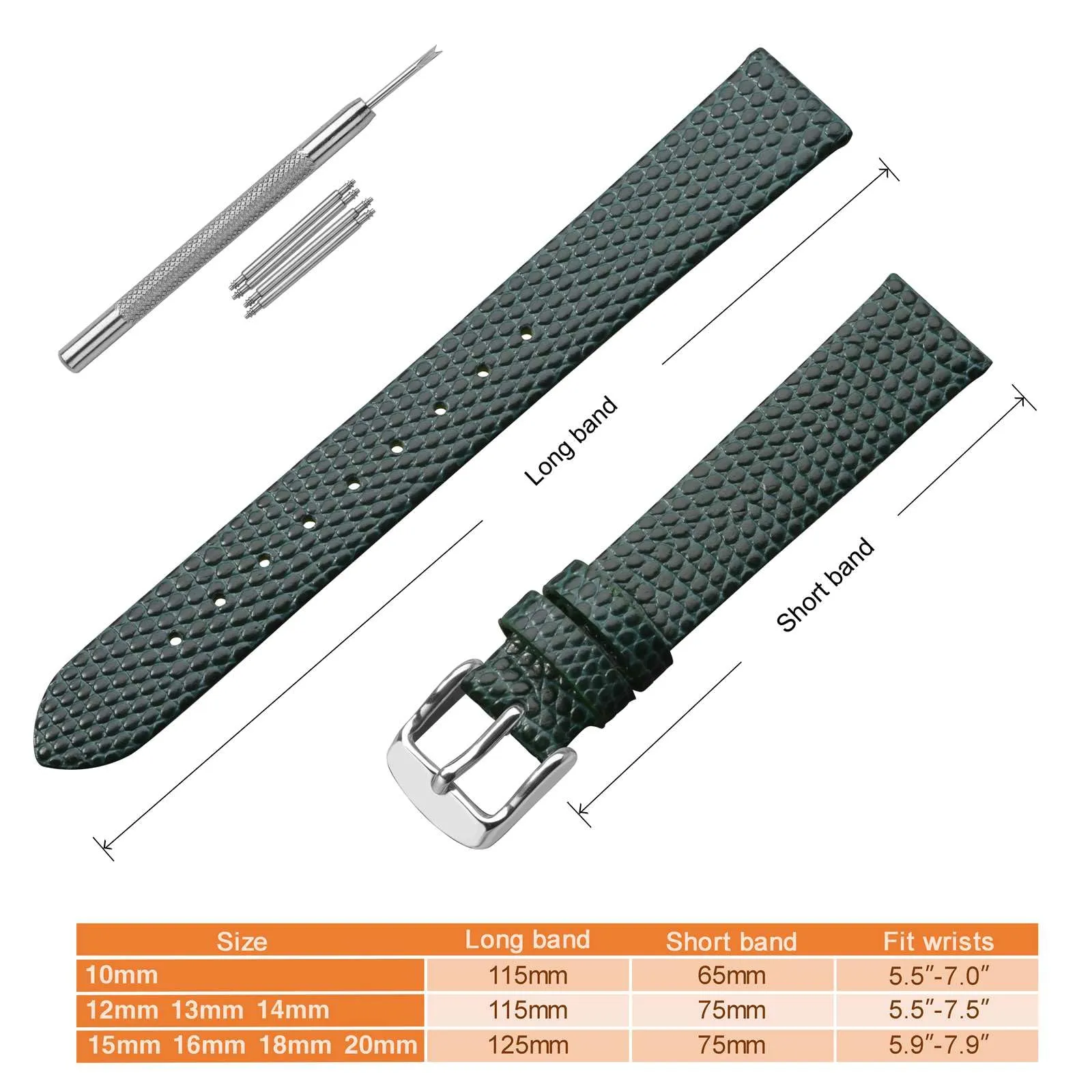 ANNEFIT Cinturino in Pelle per Orologi Donna, 18mm, Fibbia in Acciaio Inossidabile Argento, Verde - immagine 5
