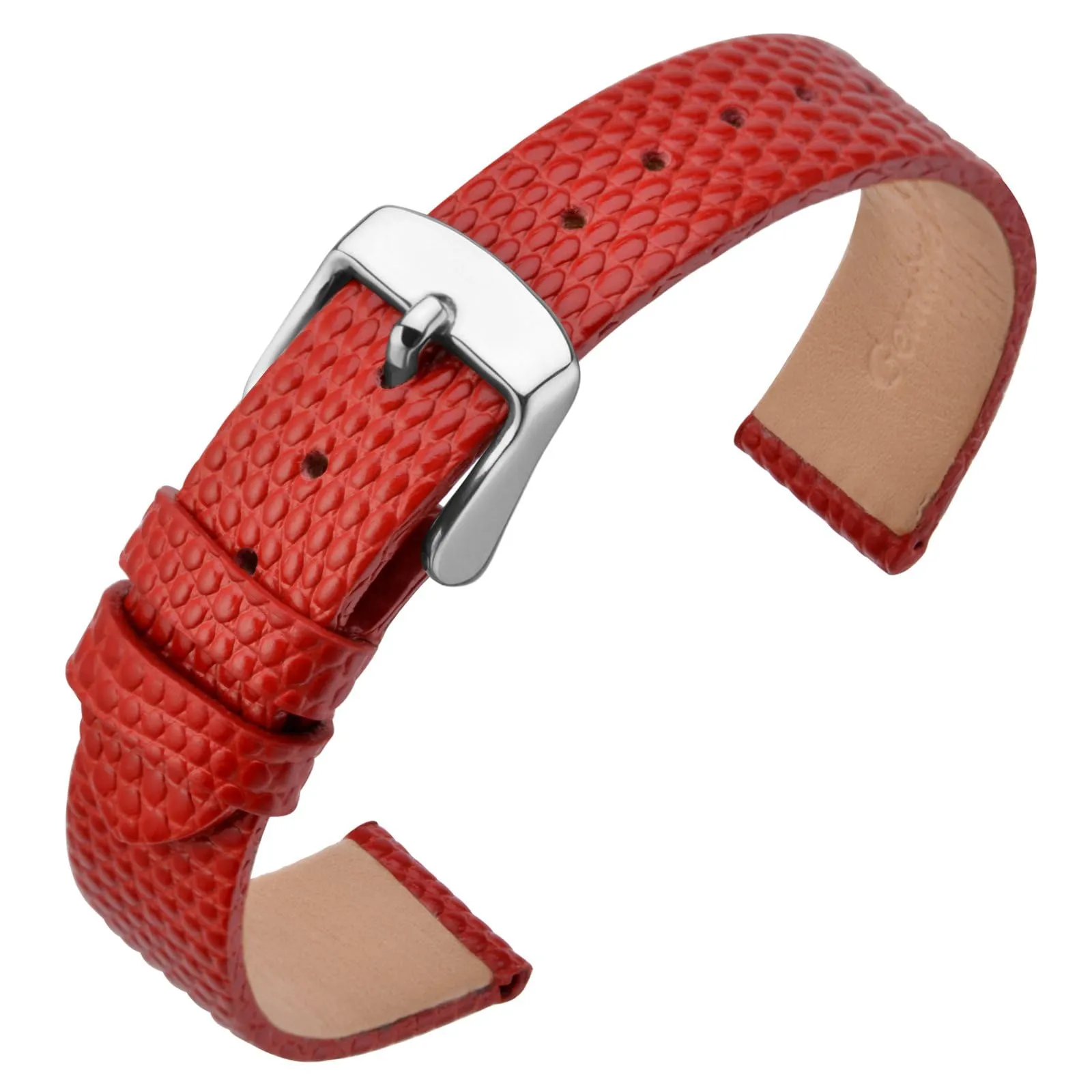 ANNEFIT Cinturino in Pelle 12mm per Orologi Donna, Fibbia in Acciaio Inossidabile Argento (Rosso) - immagine 1