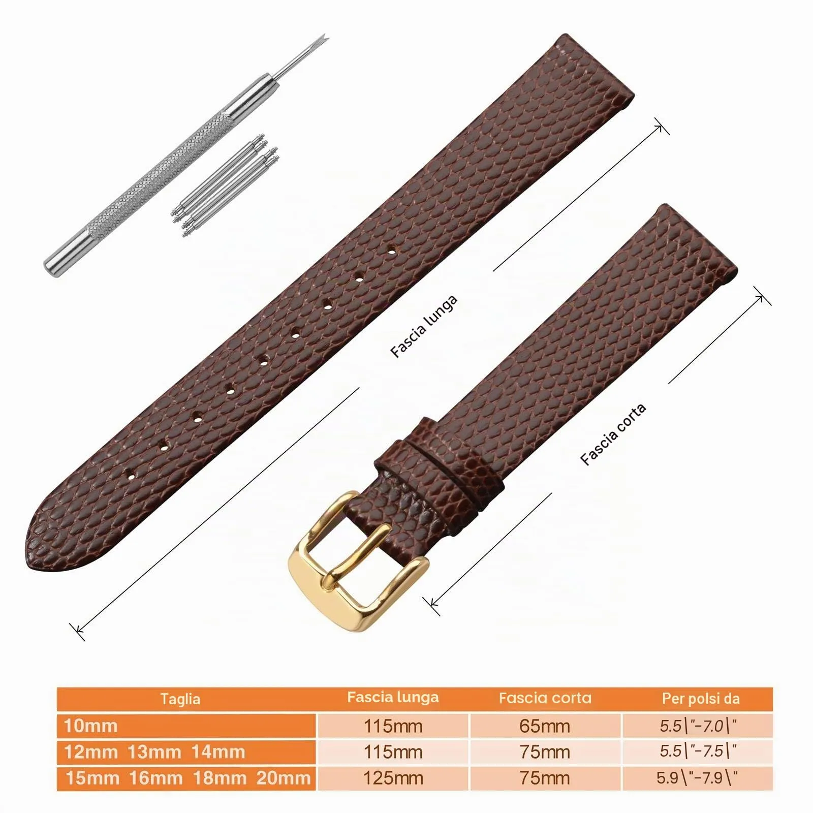 ANNEFIT Cinturino in Pelle 18mm per Orologi Donna, Fibbia in Acciaio Inossidabile Oro (Marrone) - immagine 5