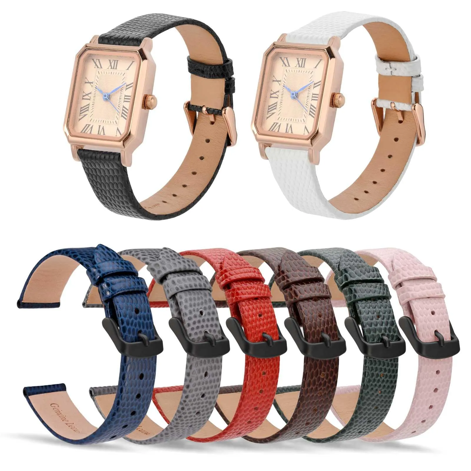 ANNEFIT Cinturino in Pelle 12mm per Orologi Donna, Fibbia in Acciaio Inossidabile Nero - immagine 7