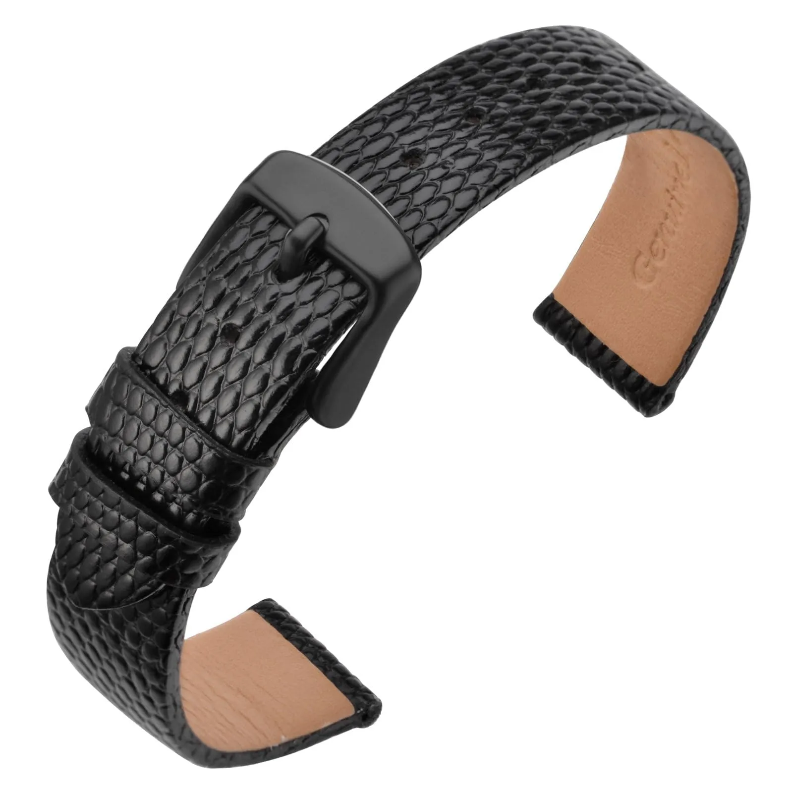 ANNEFIT Cinturino in Pelle 10mm per Orologi Donna, Fibbia in Acciaio Inossidabile Nero - immagine 1