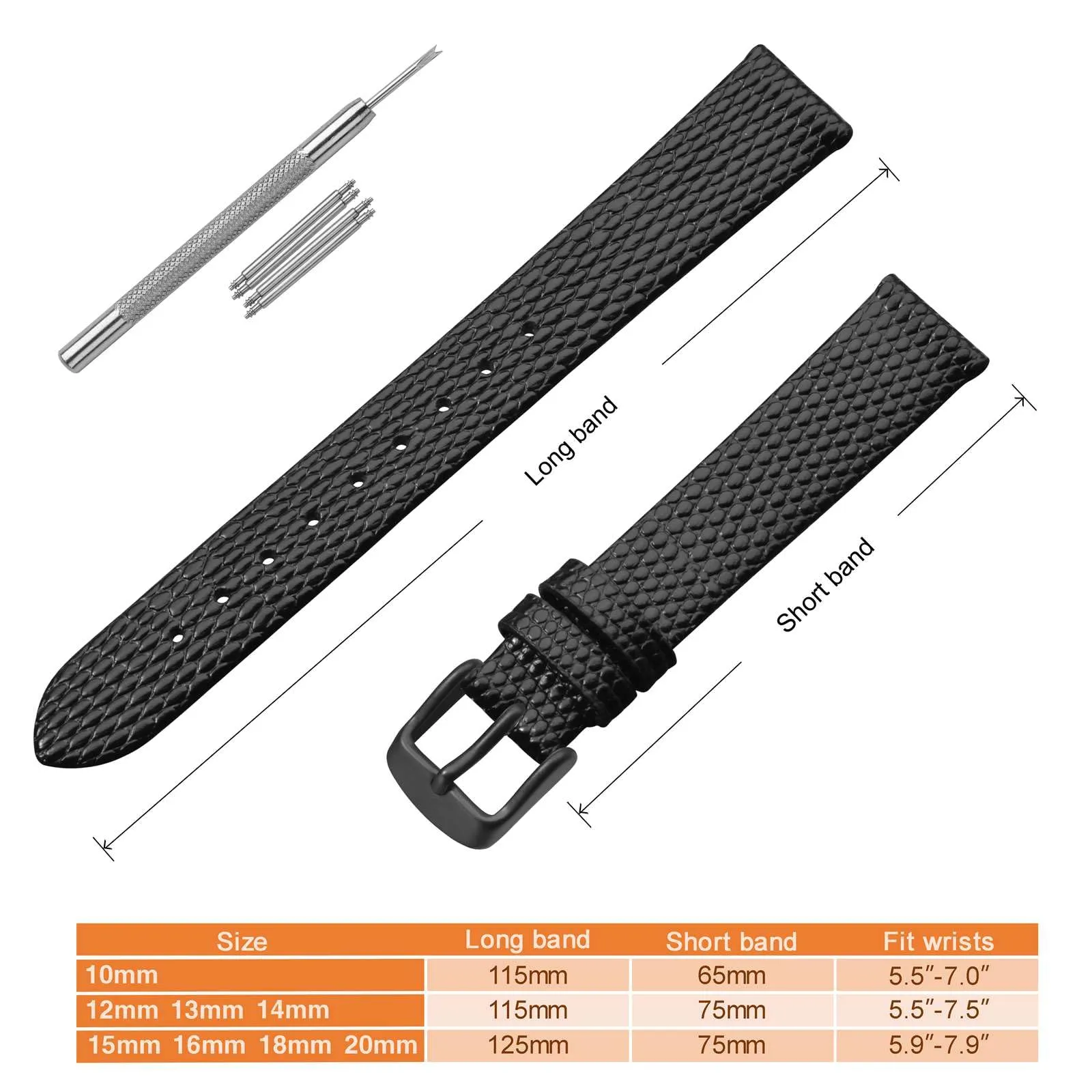 ANNEFIT Cinturino in Pelle 10mm per Orologi Donna, Fibbia in Acciaio Inossidabile Nero - immagine 5