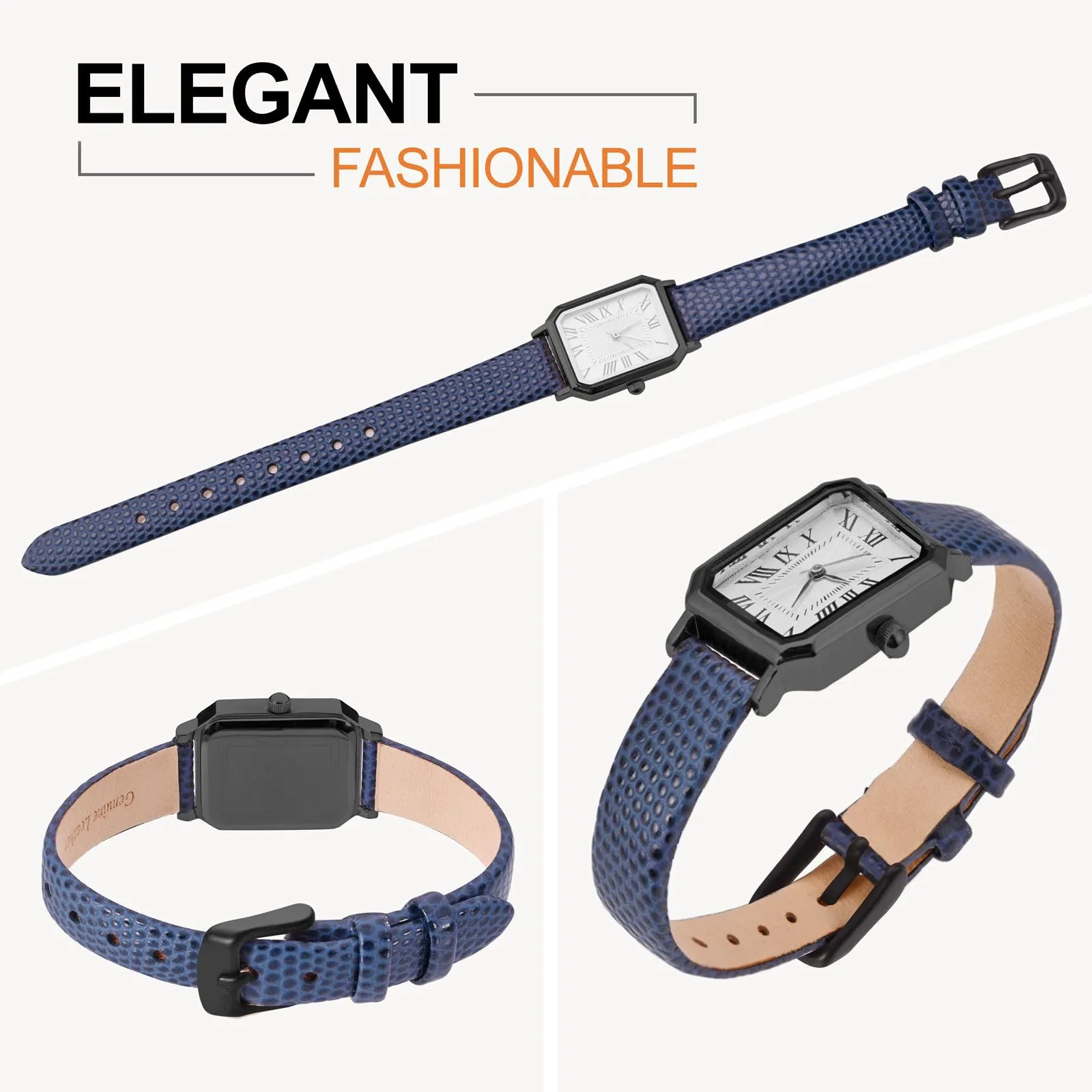 ANNEFIT Cinturino in Pelle per Orologi Donna 20mm, Fibbia in Acciaio Inossidabile Nero (Blu) - immagine 8