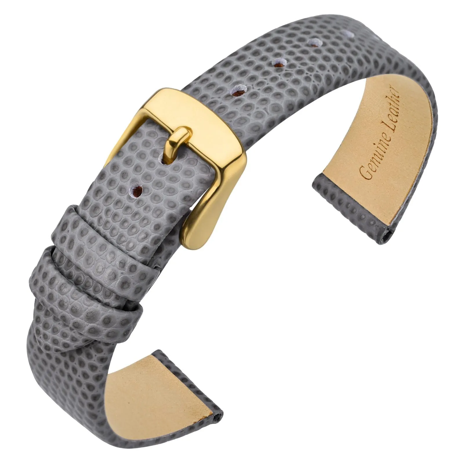 ANNEFIT Cinturino in Pelle 10mm per Orologi Donna, Fibbia in Acciaio Inossidabile Oro (Grigio) - immagine 1