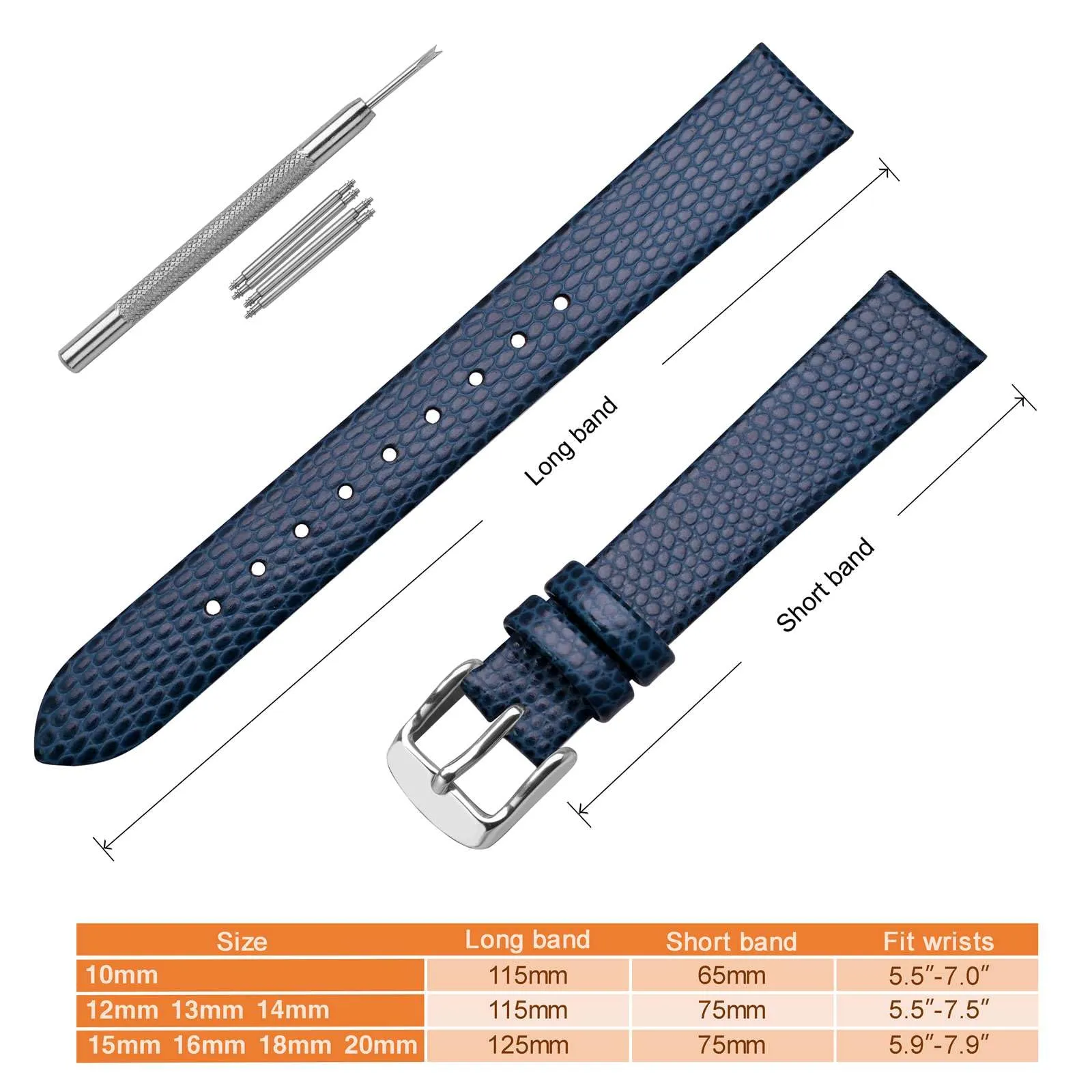 ANNEFIT Cinturino in Pelle per Orologi Donna 18mm, Fibbia in Acciaio Inossidabile Argento (Blu) - immagine 5
