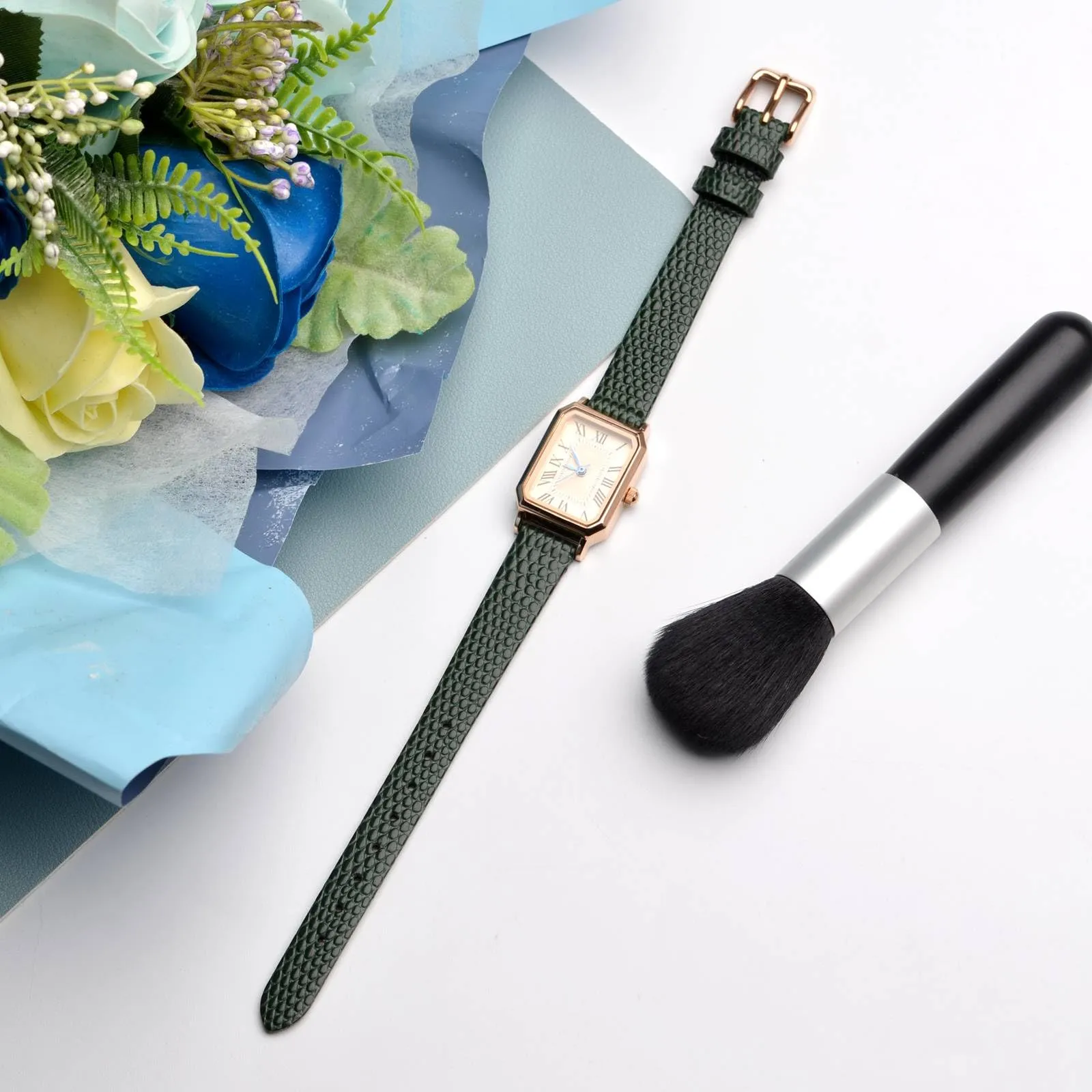 ANNEFIT Cinturino in Pelle 10mm per Orologi Donna, Fibbia in Acciaio Inossidabile Oro (Verde) - immagine 2