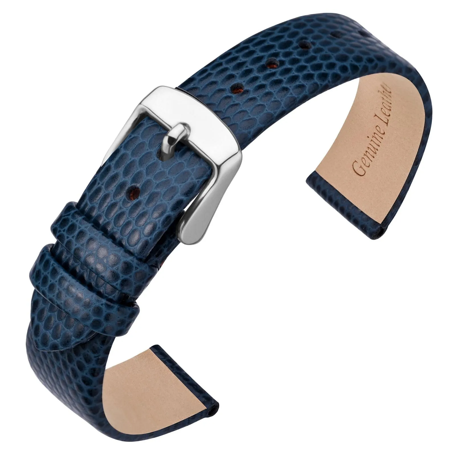 ANNEFIT Cinturino in Pelle per Orologi Donna 14mm, Fibbia in Acciaio Inossidabile Argento (Blu) - immagine 1
