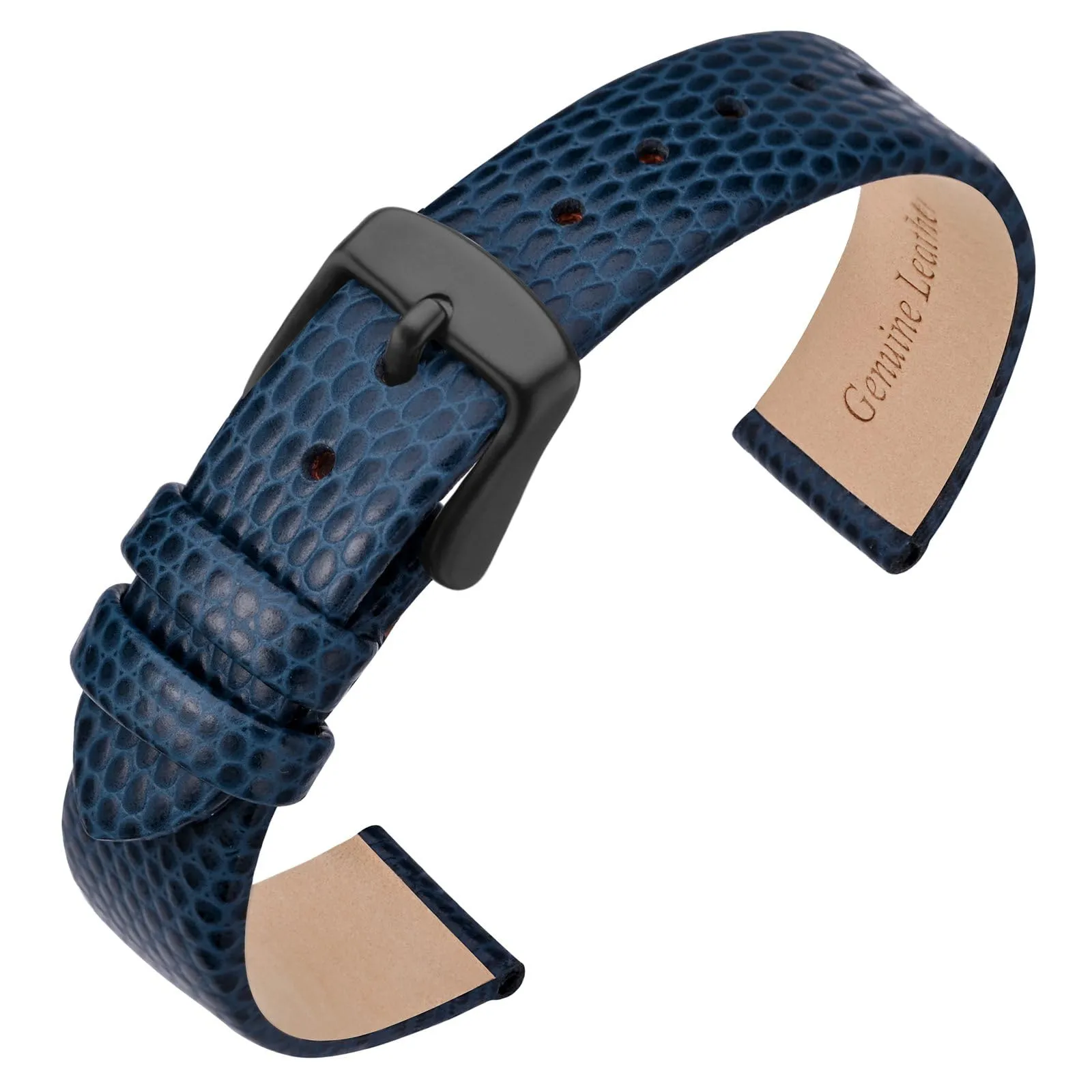 ANNEFIT Cinturino in Pelle 14mm per Orologi Donna, Fibbia in Acciaio Inossidabile Nero (Blu) - immagine 1