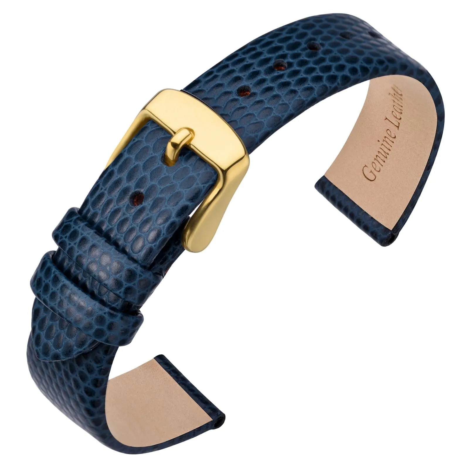 ANNEFIT Cinturino in Pelle 10mm per Orologi Donna, Fibbia in Acciaio Inossidabile Oro (Blu) - immagine 1