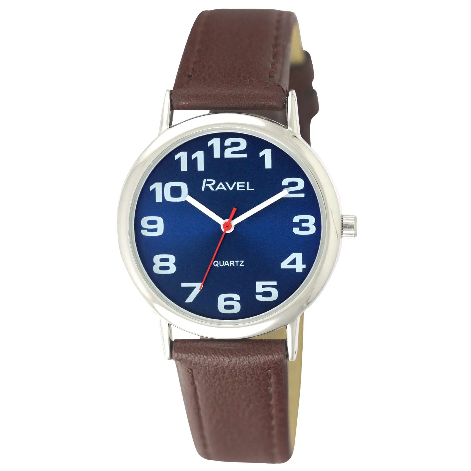 Ravel Orologio Unisex Quadrante Blu Cassa Argento Cinturino Marrone R0105.49.1A - immagine 1