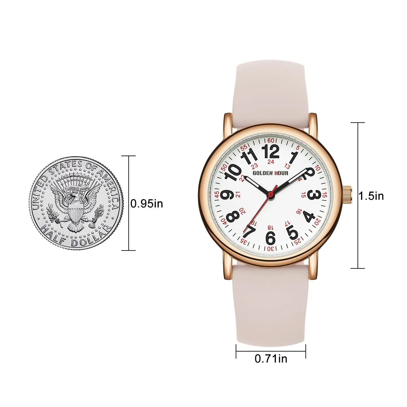 Golden Hour GH-1314 Orologio da Infermiere Impermeabile per Professionisti Medici e Studenti - immagine 5