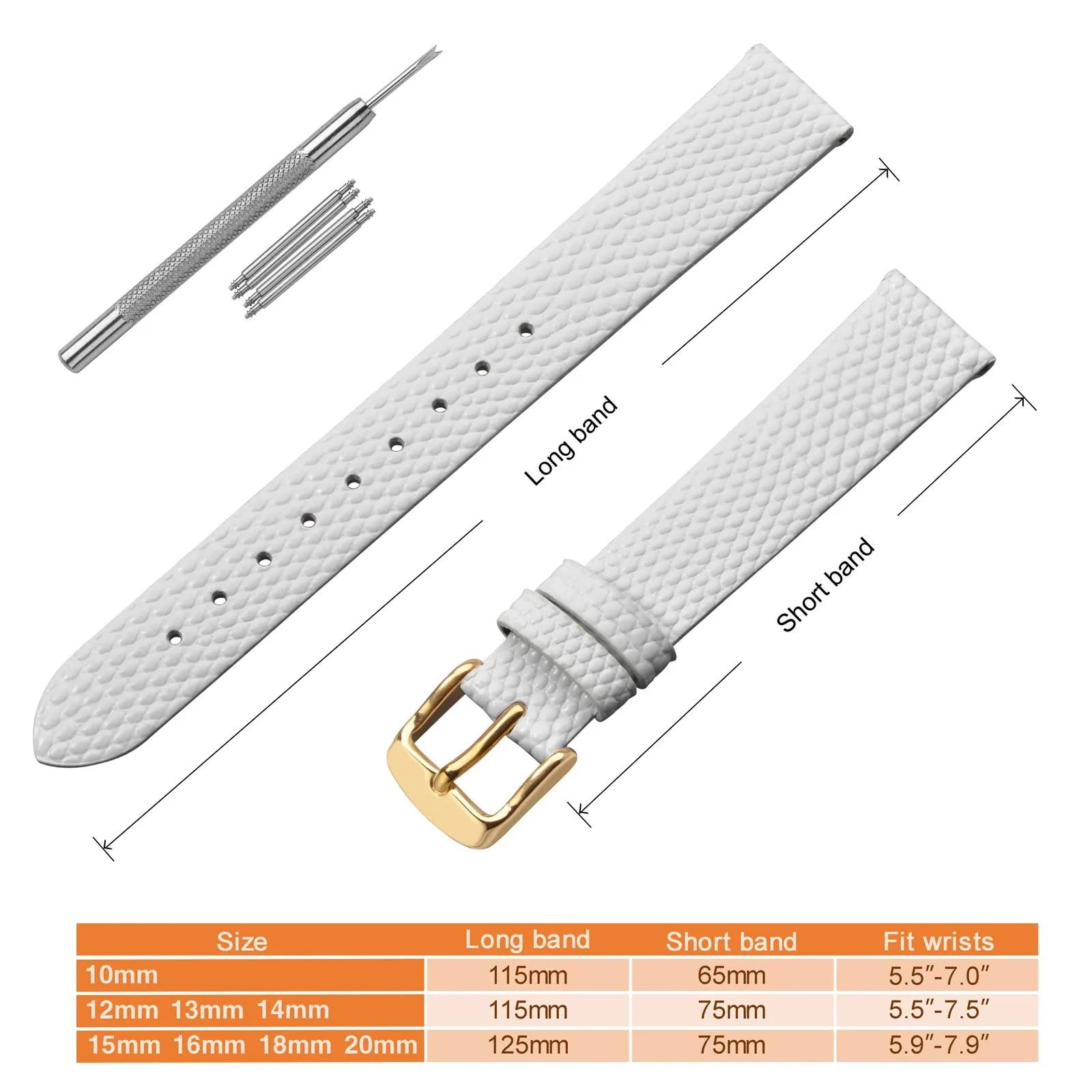 ANNEFIT Cinturino in Pelle 13mm per Orologi Donna, Fibbia in Acciaio Inossidabile Oro (Bianca) - immagine 5