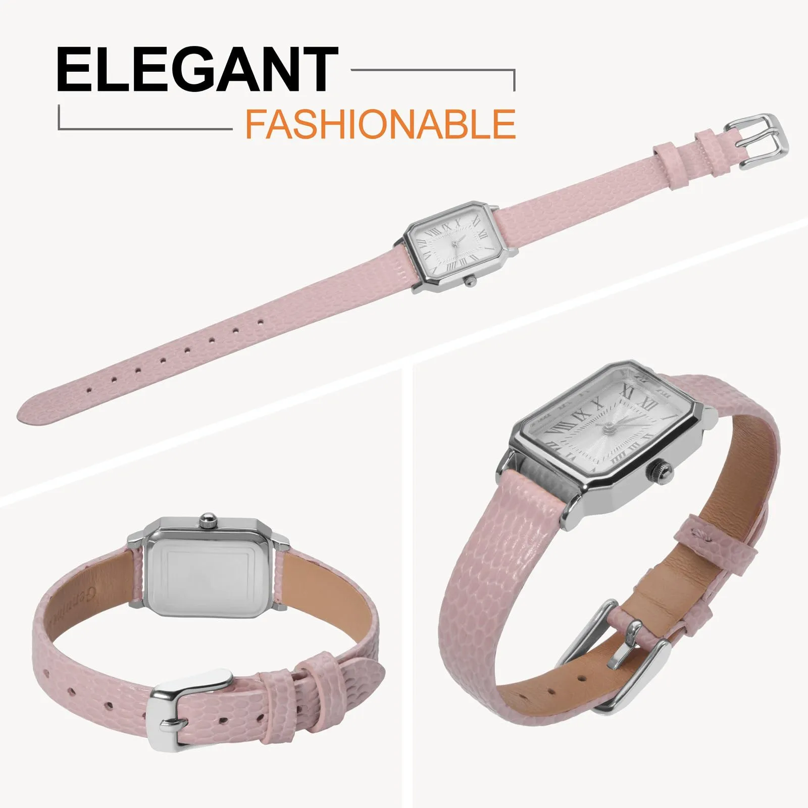 ANNEFIT Cinturino in Pelle 15mm per Orologi Donna, Fibbia in Acciaio Inossidabile Argento (Rosa) - immagine 8