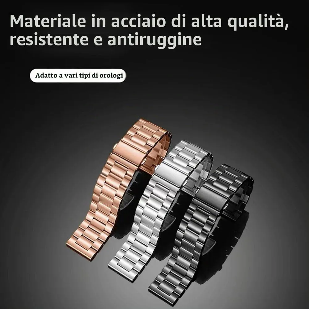 FOUUA Cinturino in Acciaio Inossidabile con Sgancio Rapido per Orologi e Smartwatch, 24mm, Nero - immagine 4