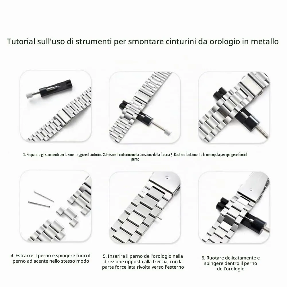FOUUA Cinturino in Acciaio Inossidabile con Sgancio Rapido per Orologi e Smartwatch, 24mm, Nero - immagine 7