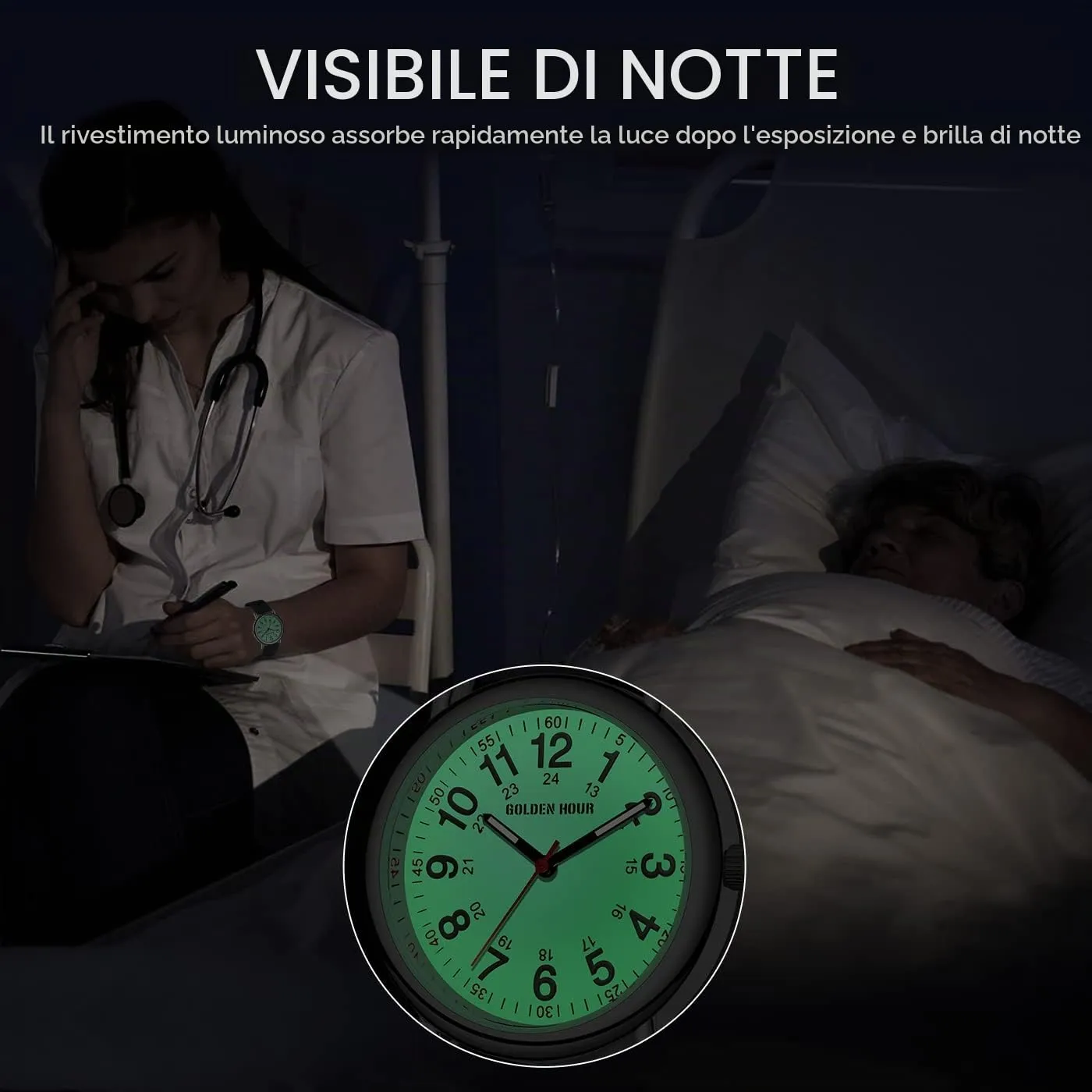 Golden Hour Orologio da Infermiere Impermeabile GH-1314 - immagine 5