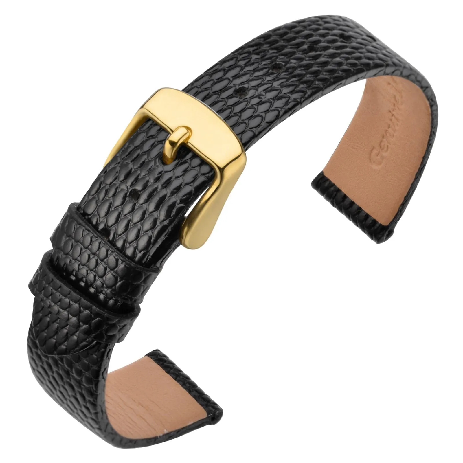 ANNEFIT Cinturino in Pelle 15mm per Orologi Donna, Fibbia in Acciaio Inossidabile Oro, Nero - immagine 1