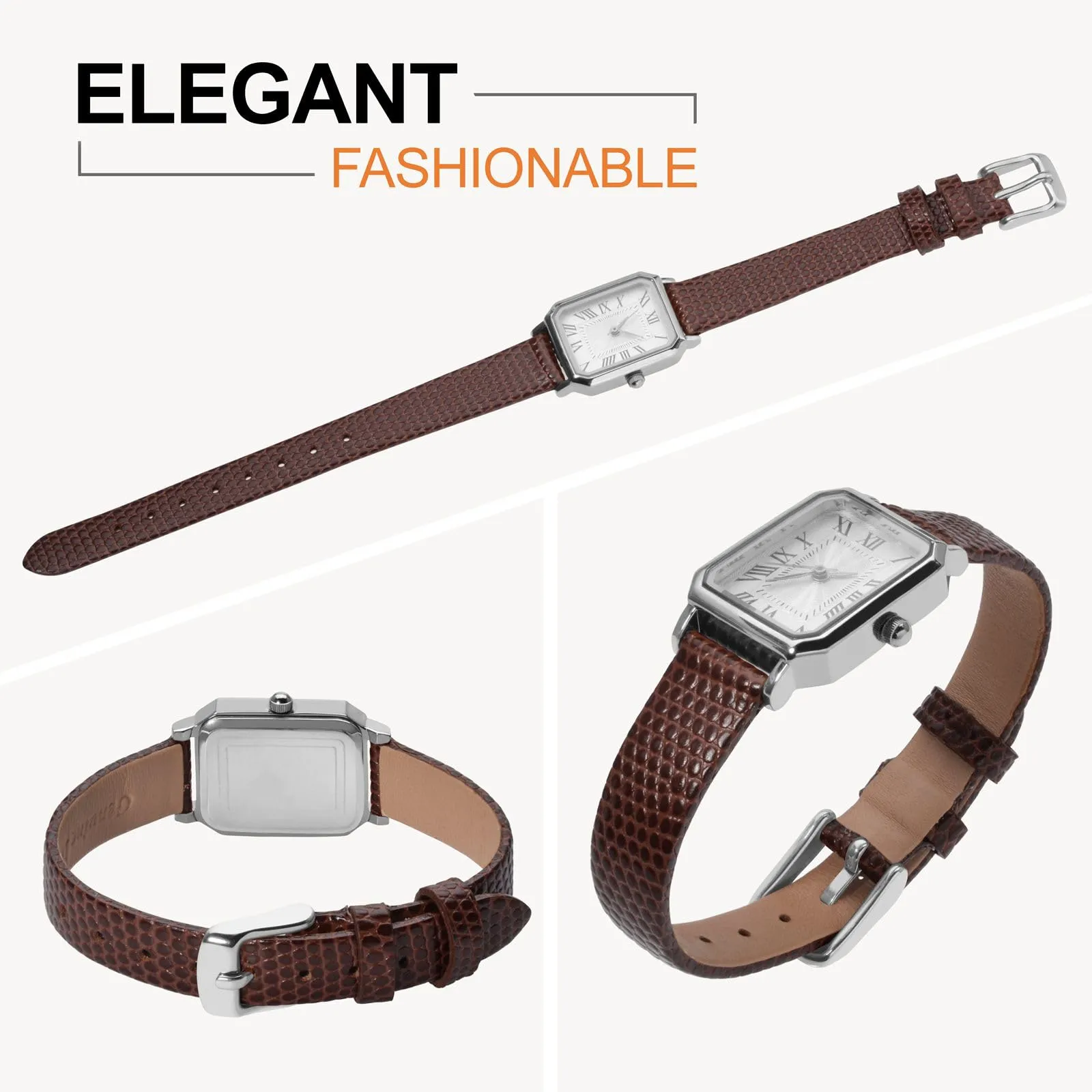 ANNEFIT Cinturino in Pelle 13mm per Orologi Donna, Fibbia in Acciaio Inossidabile Argento, Marrone - immagine 8