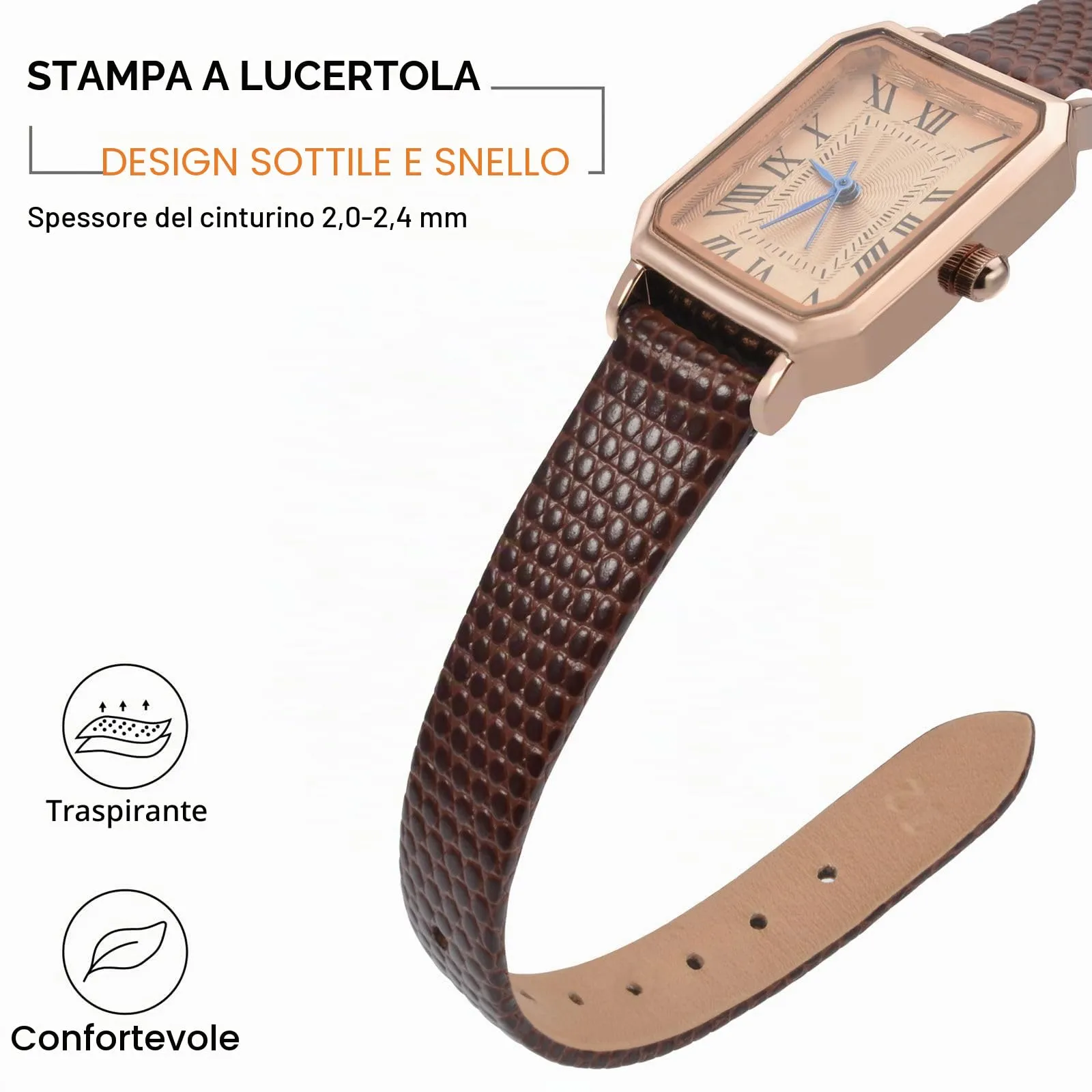 ANNEFIT Cinturino in Pelle 13mm per Orologi Donna, Fibbia in Acciaio Inossidabile Oro (Marrone) - immagine 3