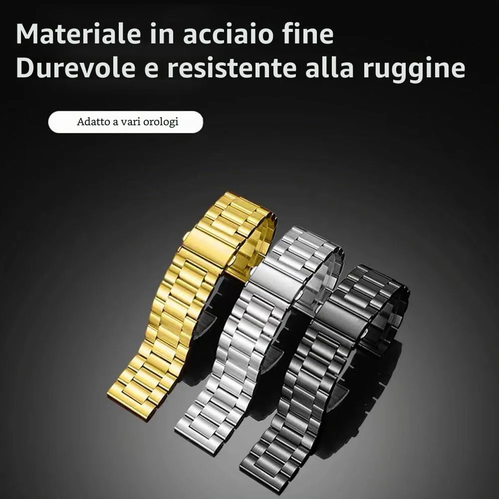 FOUUA Cinturino in Acciaio Inossidabile con Sgancio Rapido per Orologio e Smartwatch, 20mm, Oro - immagine 4