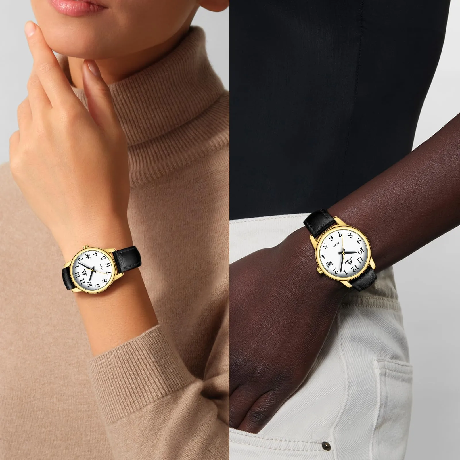 LN LENQIN Orologio Donna Analogico al Quarzo Cinturino in Pelle 3ATM - immagine 6