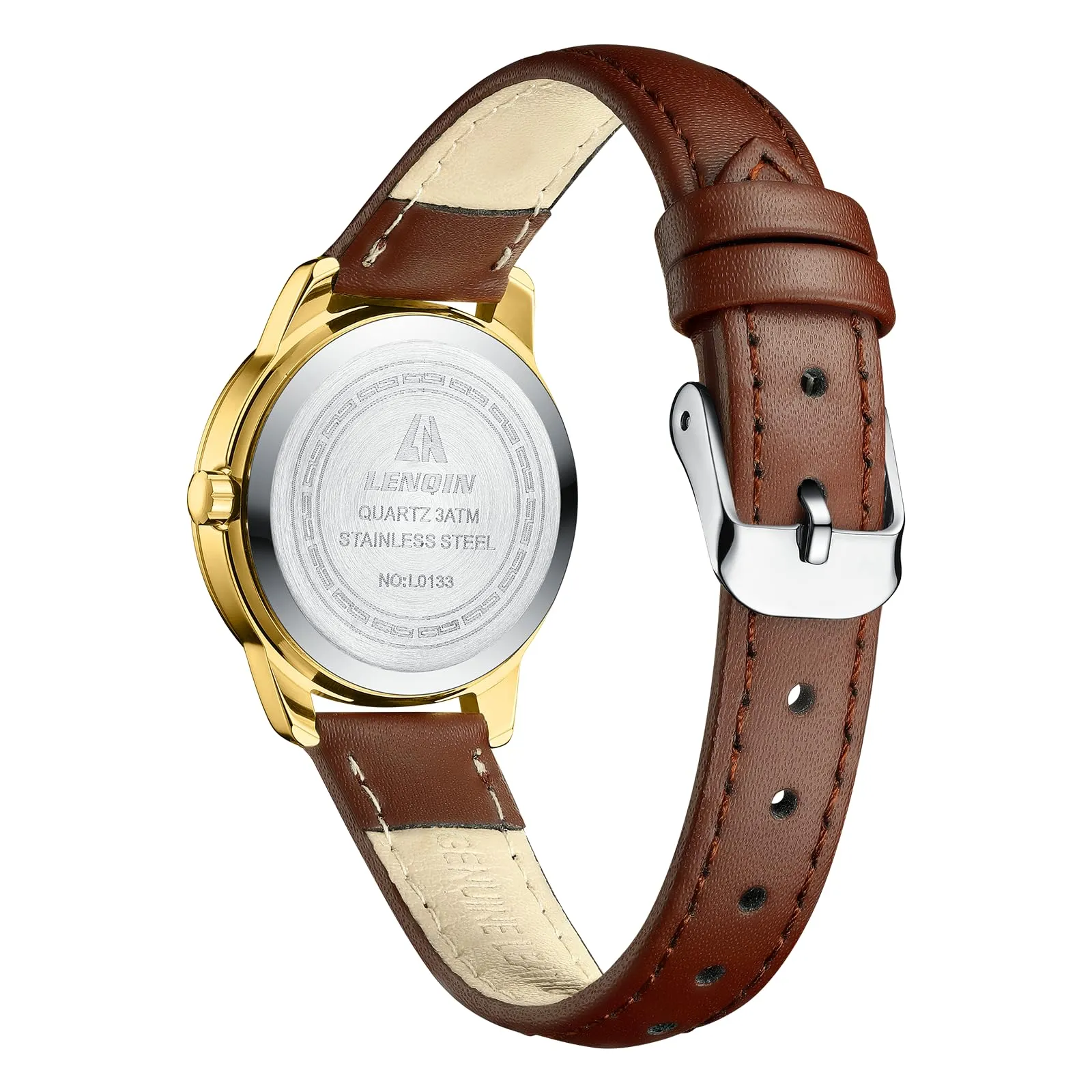 LN LENQIN Orologio Donna Analogico al Quarzo Cinturino in Pelle 3ATM L0133 - immagine 2